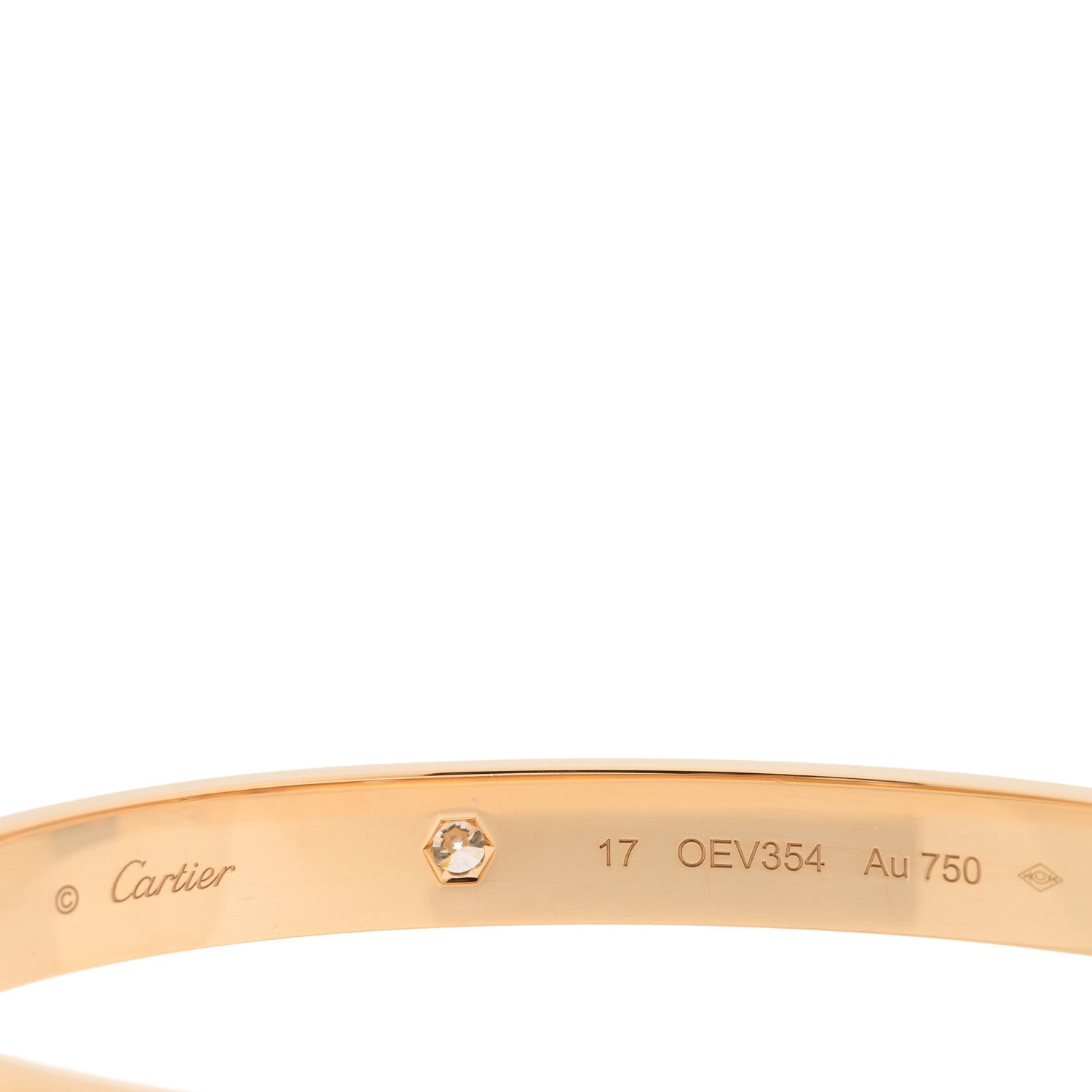 Cartier 18K Yellow Gold 4 Diamond LOVE Bracelet 17 3 of 5