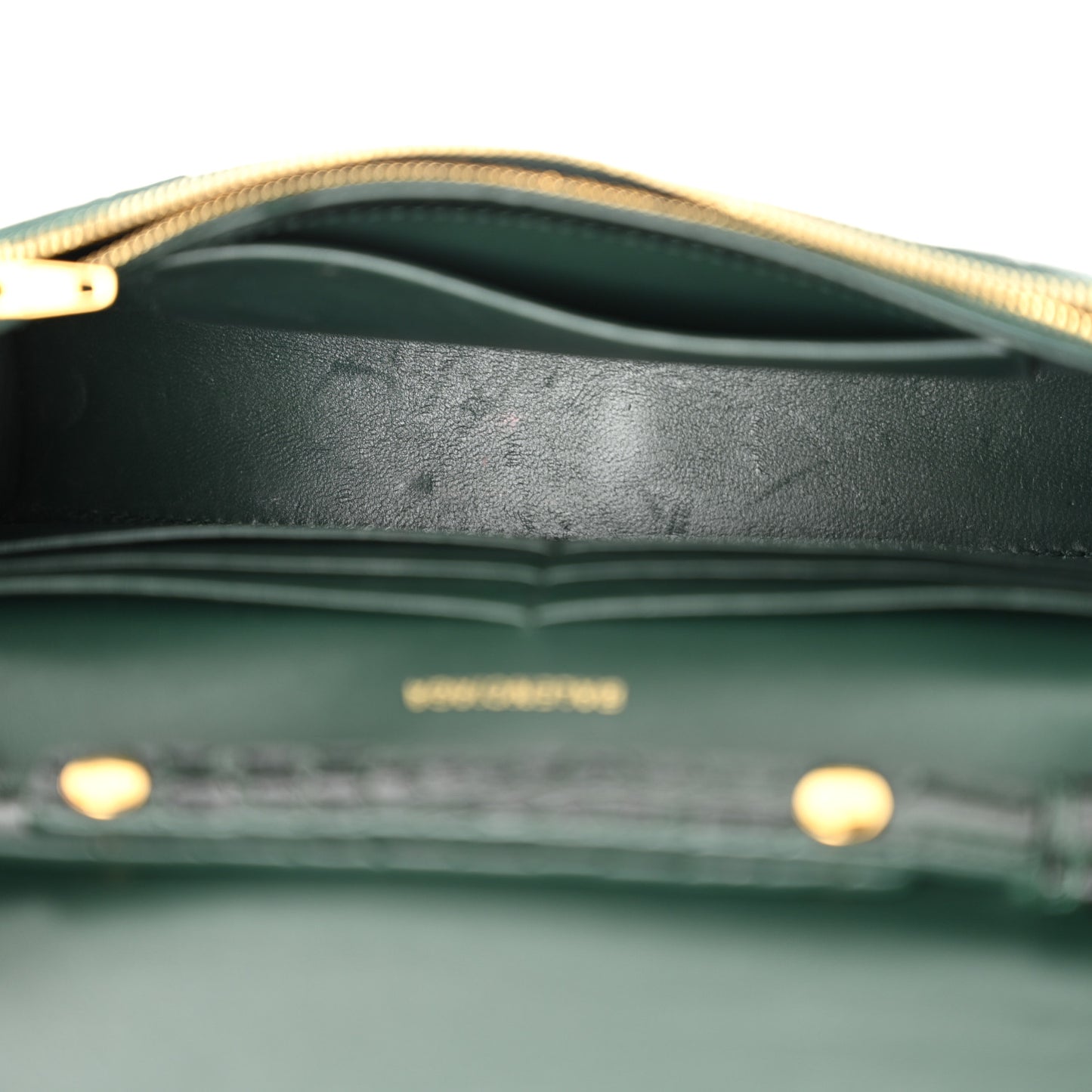 Shiny Calfskin Crocodile Embossed Hourglass Chain Bag Forest Green