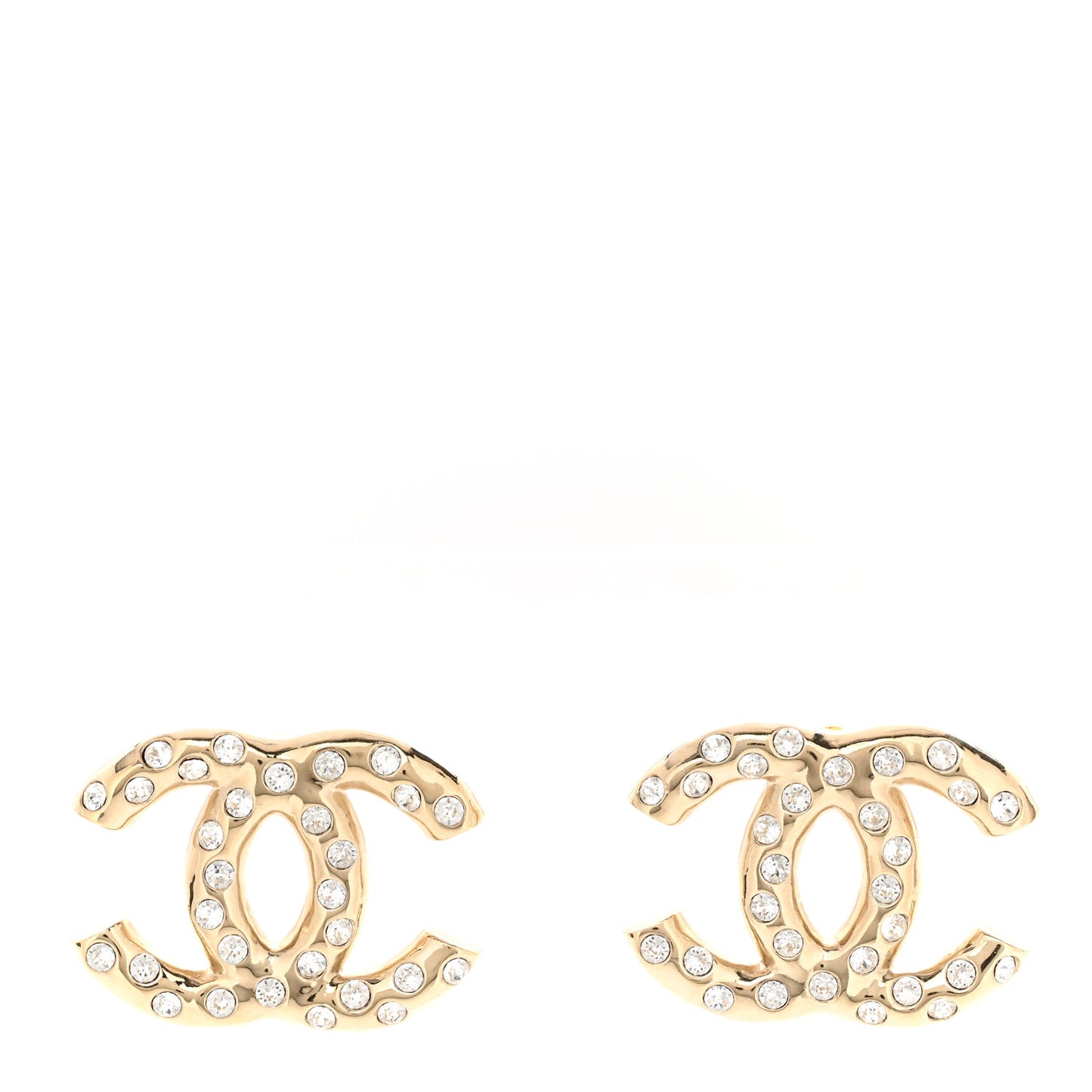 Metal Crystal CC Earrings Gold