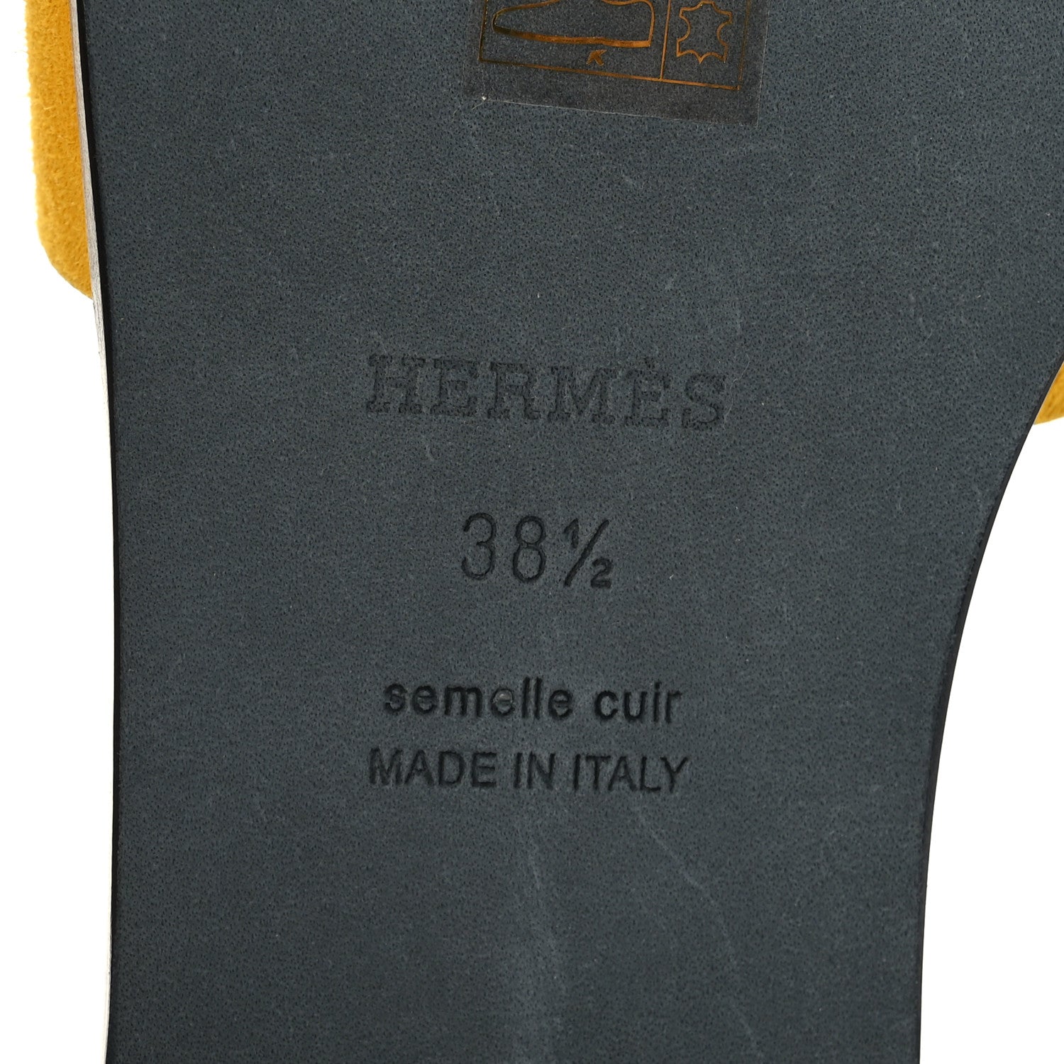 Hermes Suede Goatskin Oran Sandals 38.5 Jaune Topaze 7 of 9