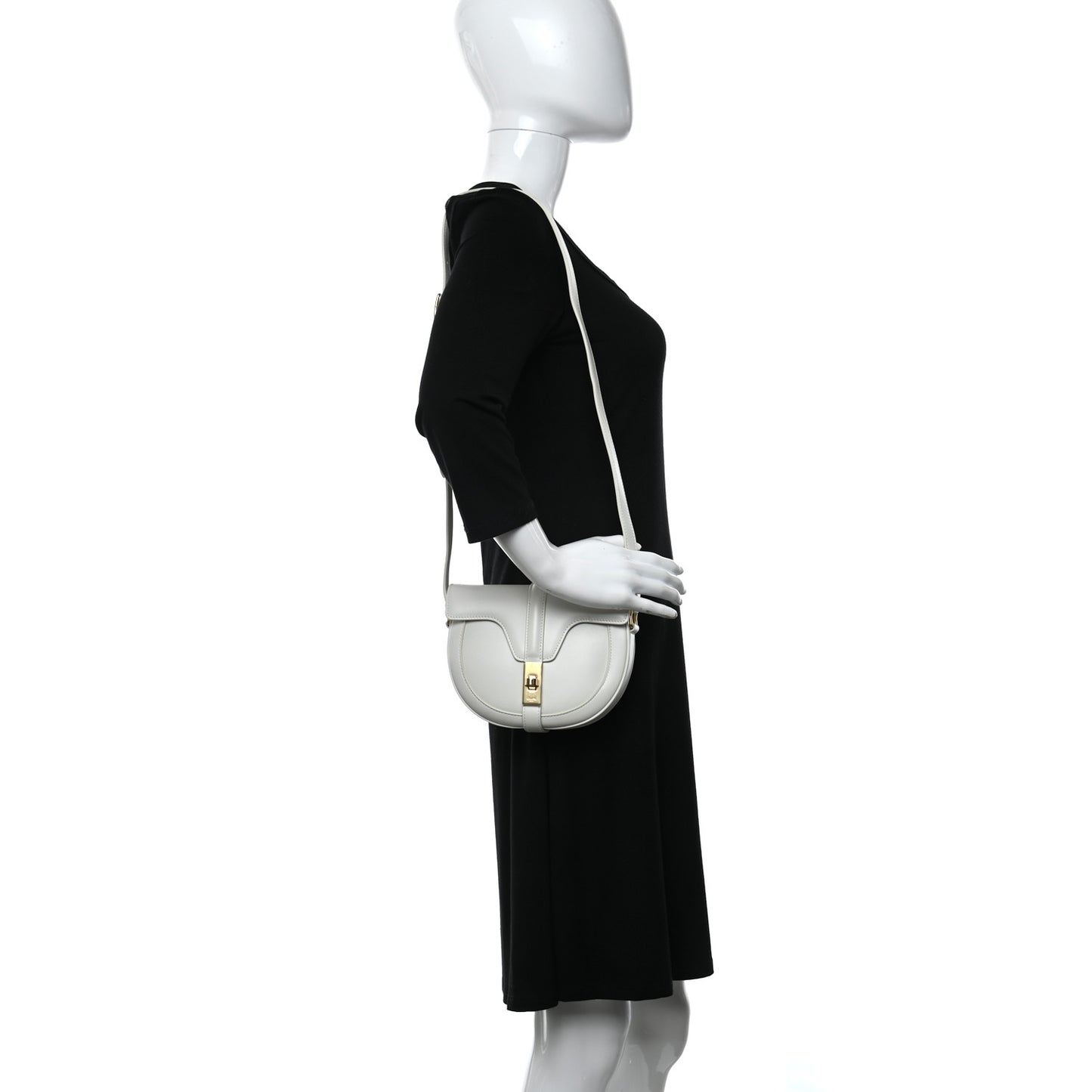 Satinated Calfskin Besace Small 16 White