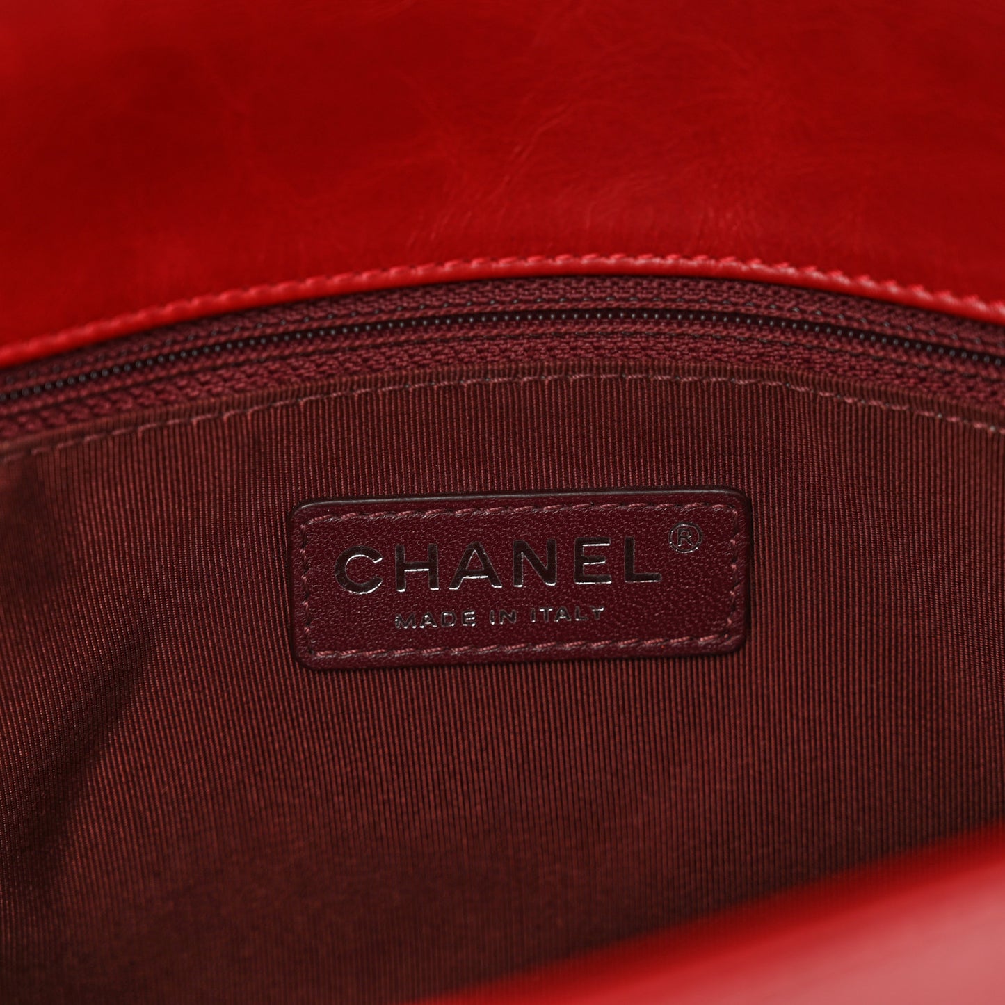 Glazed Calfskin Quilted Medium Coco Boy Flap Red