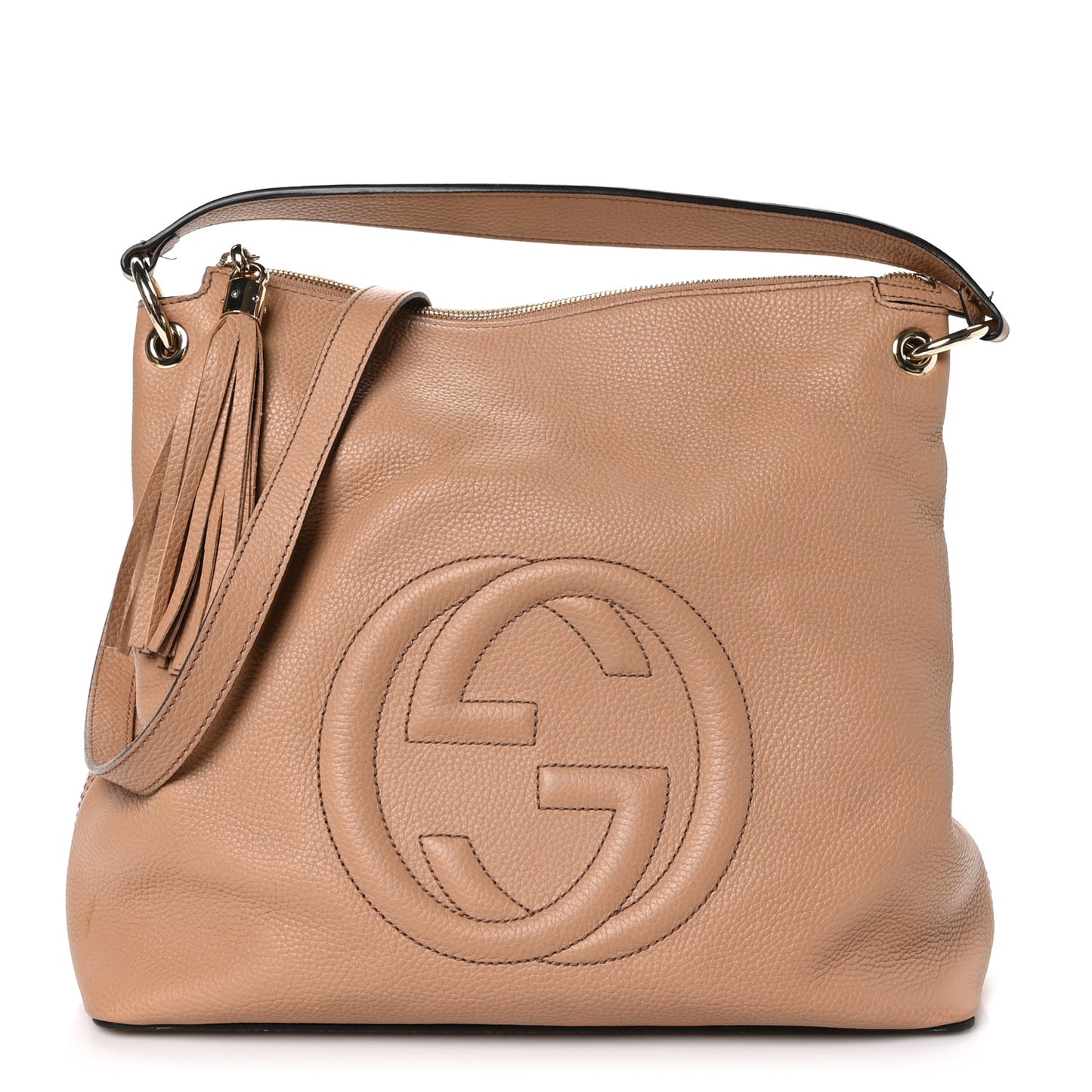 Pebbled Calfskin Large Soho Hobo Camelia