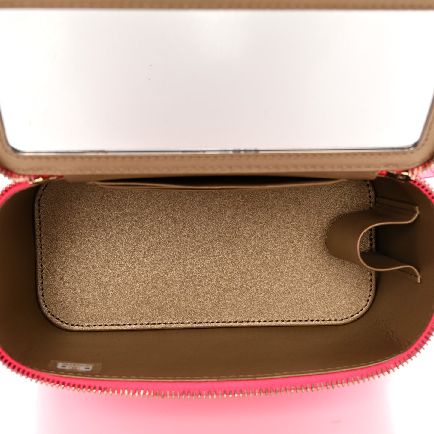 Patent Quilted Pearl Crush Small Vanity Case With Chain Neon Pink
