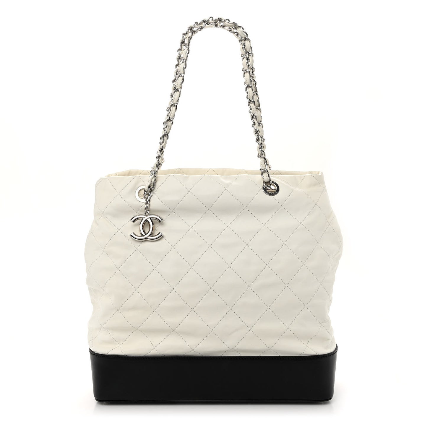 Calfskin Quilted Gabrielle Shopping Tote White