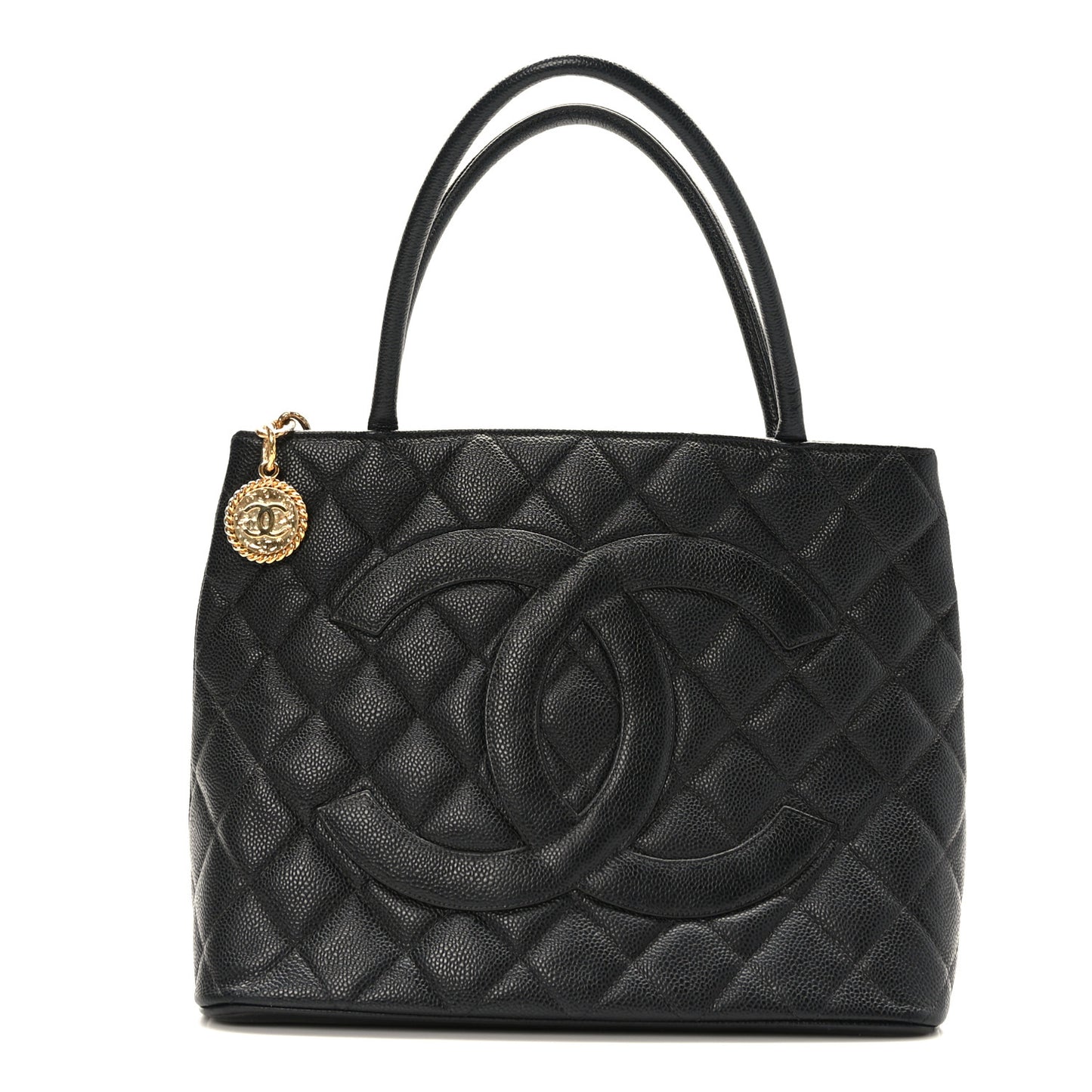 Caviar Quilted Medallion Tote Black