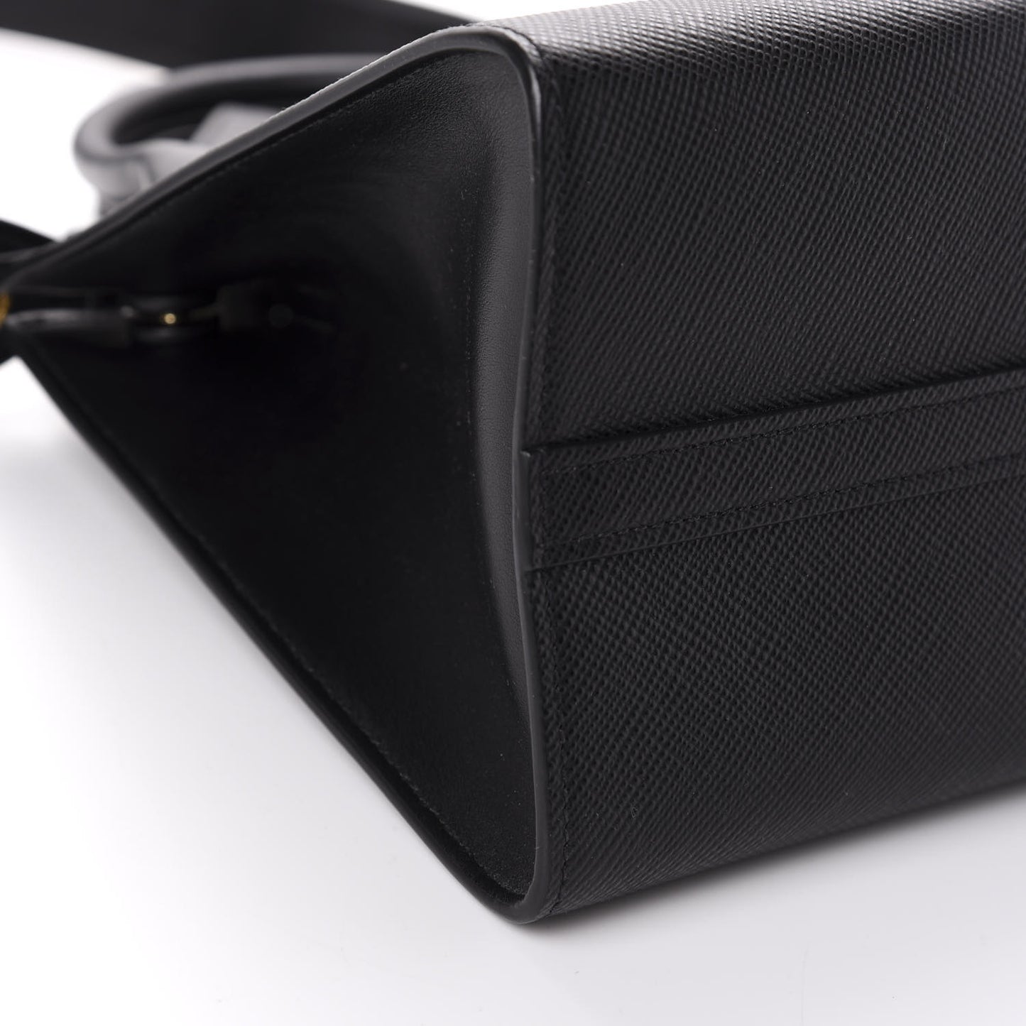 Saffiano Cuir Calfskin Small Monochrome Top Handle Tote Black
