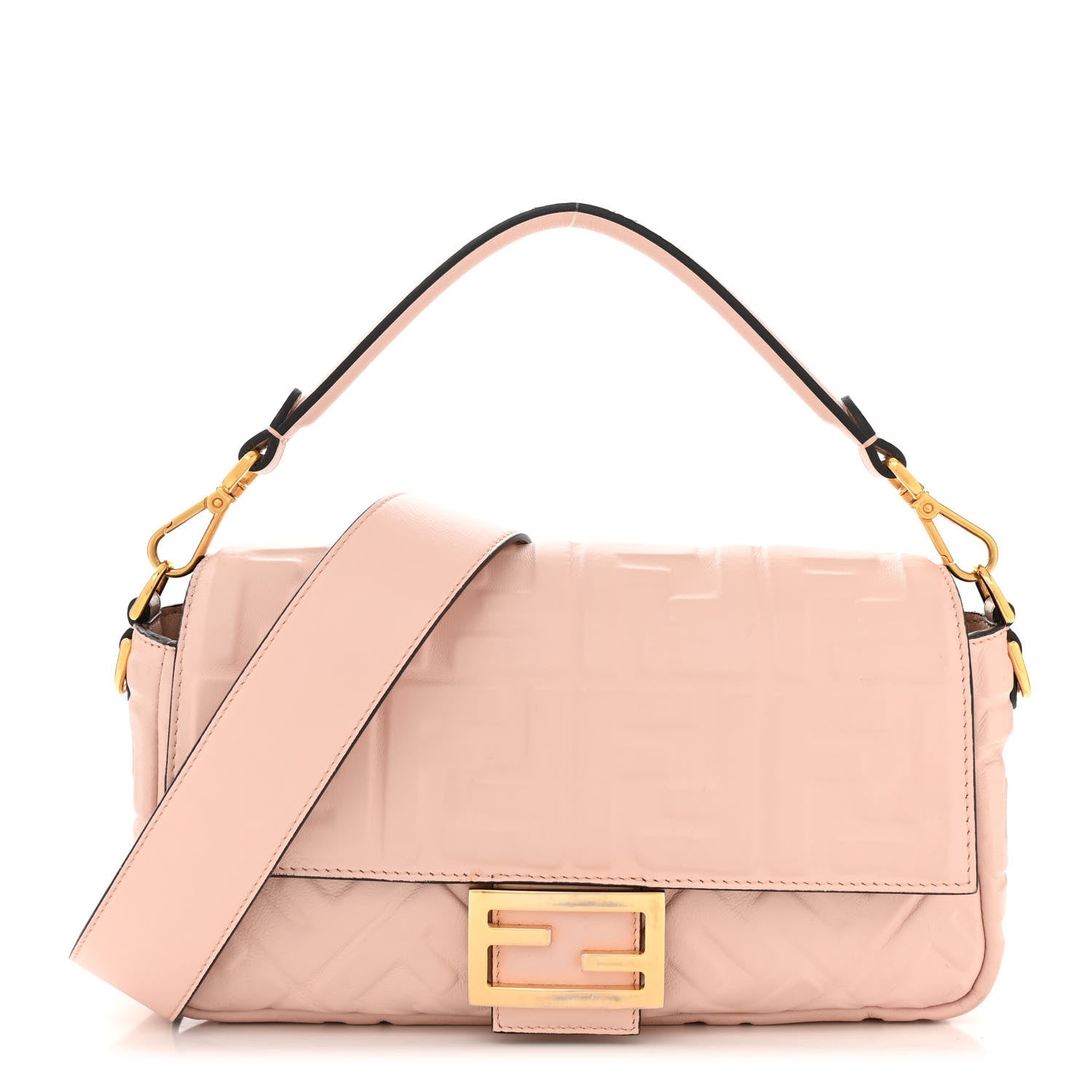 Fendi Nappa FF 1974 Embossed Baguette Rosa Quarzo 1 of 13