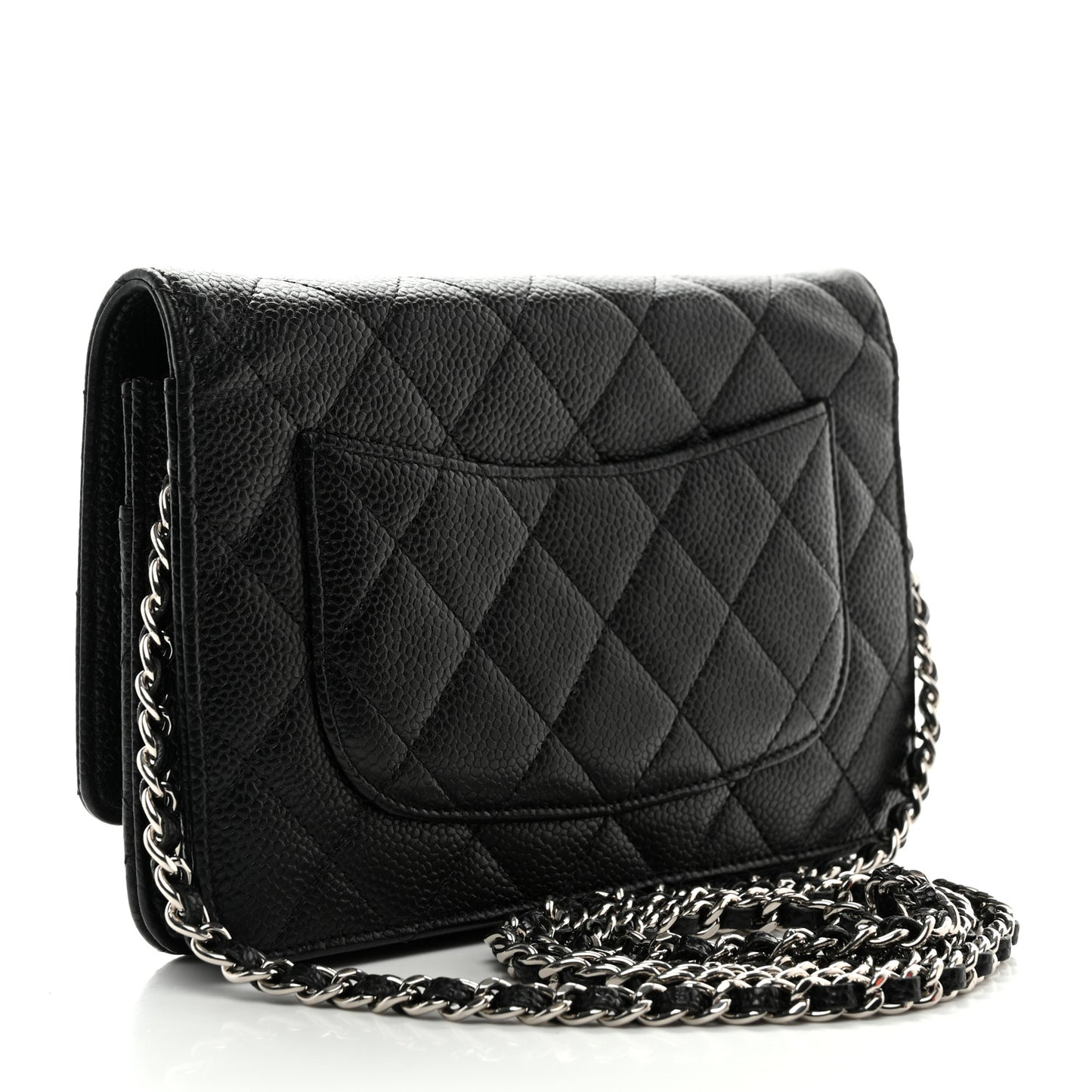 Caviar Quilted Wallet on Chain WOC Black