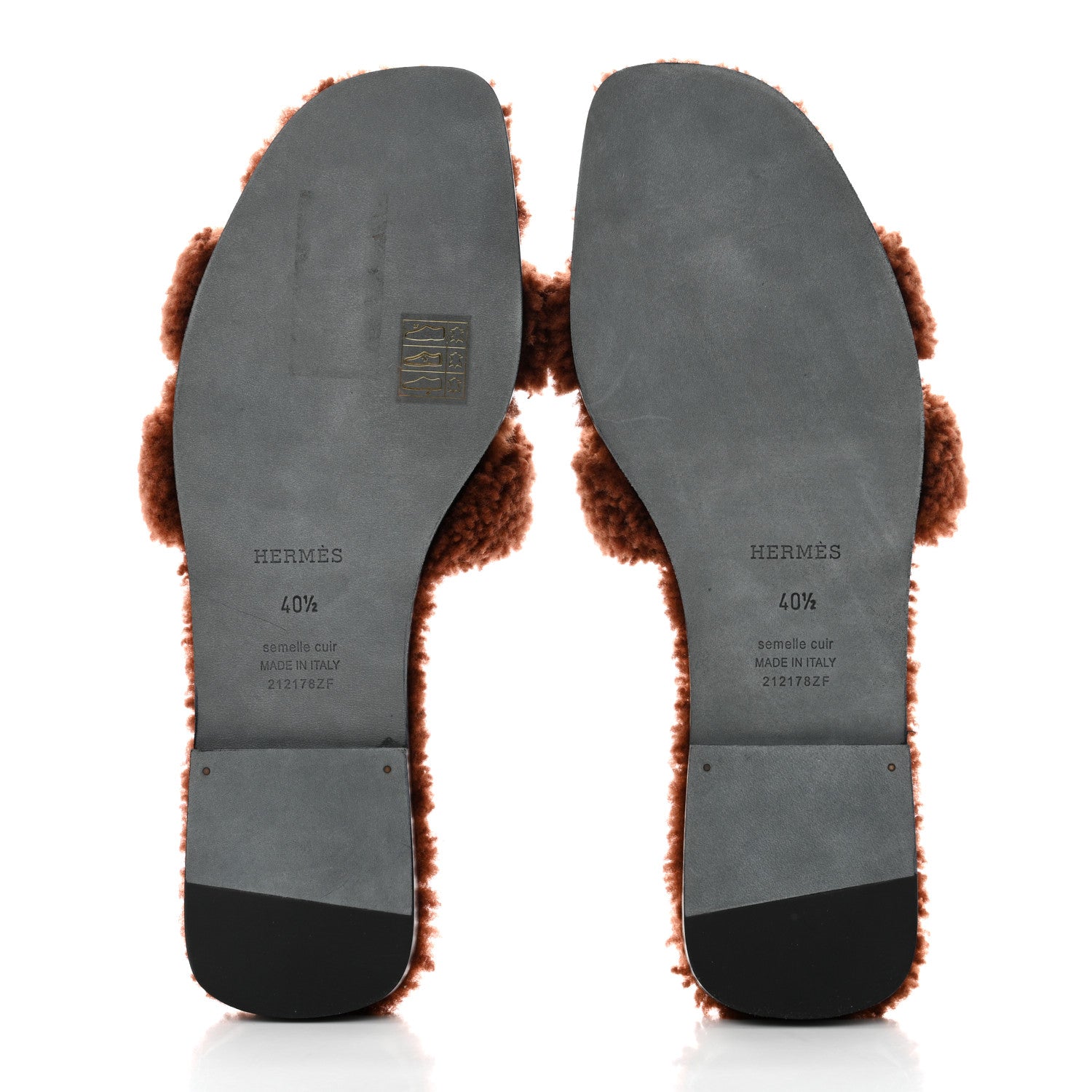 Hermes Woolskin Oran Sandals 40.5 Cognac 5 of 7