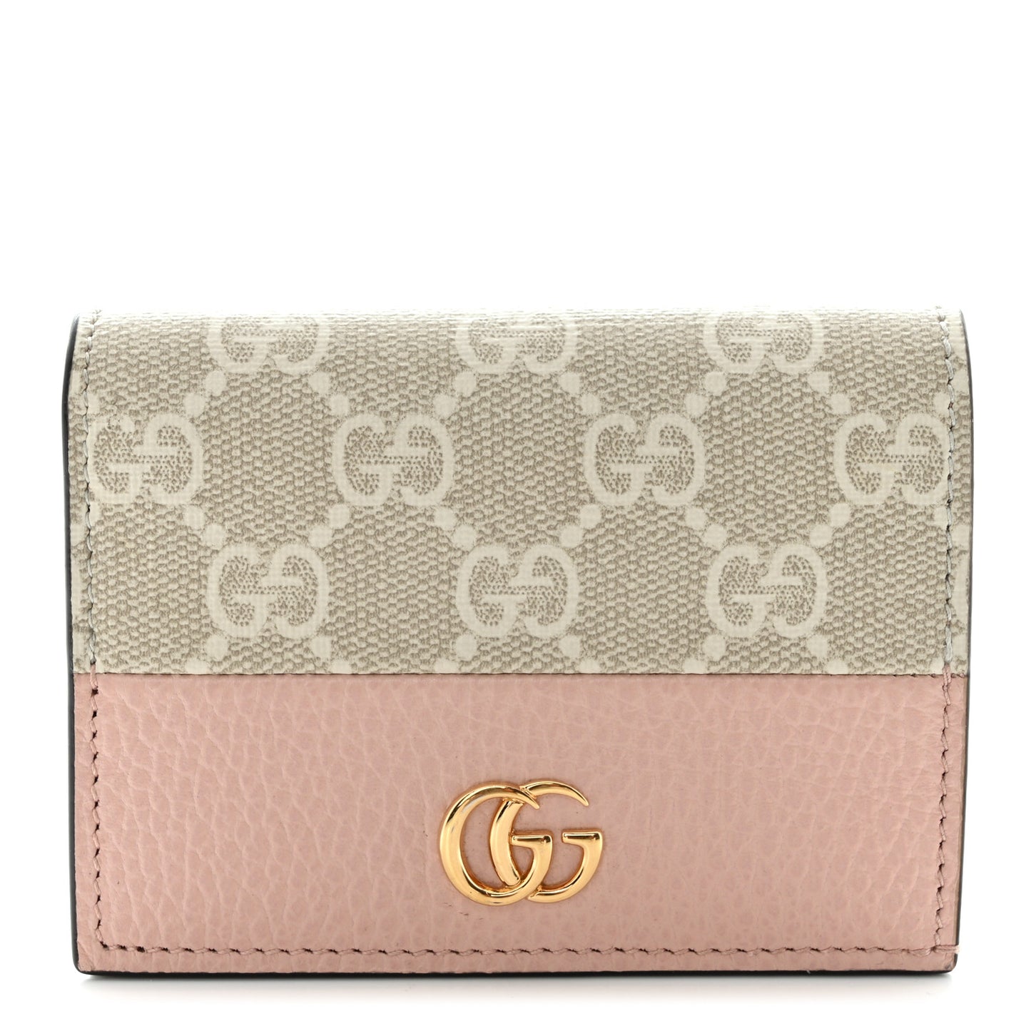 Dollar Calfskin GG Supreme Monogram GG Marmont Card Case Perfect Pink Beige Mystic White