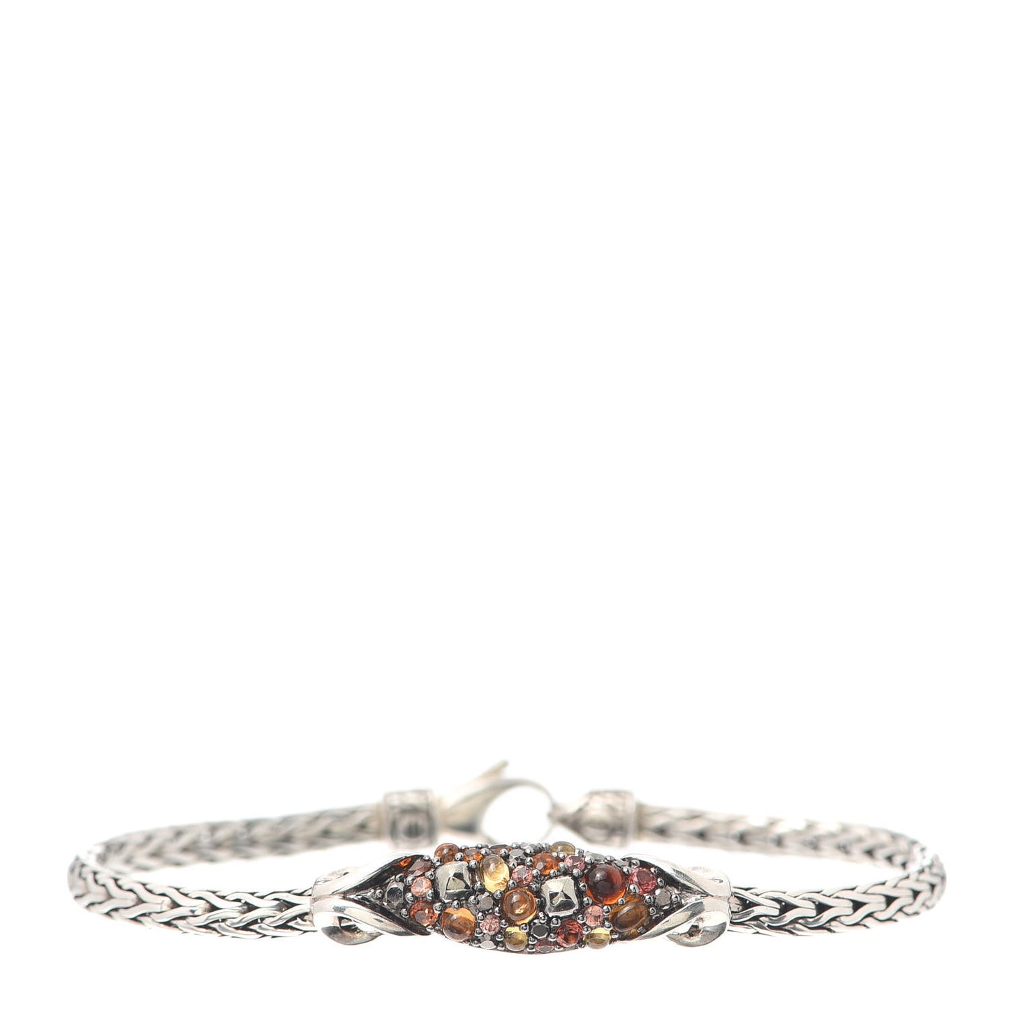 Sterling Silver Multi-Stone Station Slim Link Classic Chain Bracelet