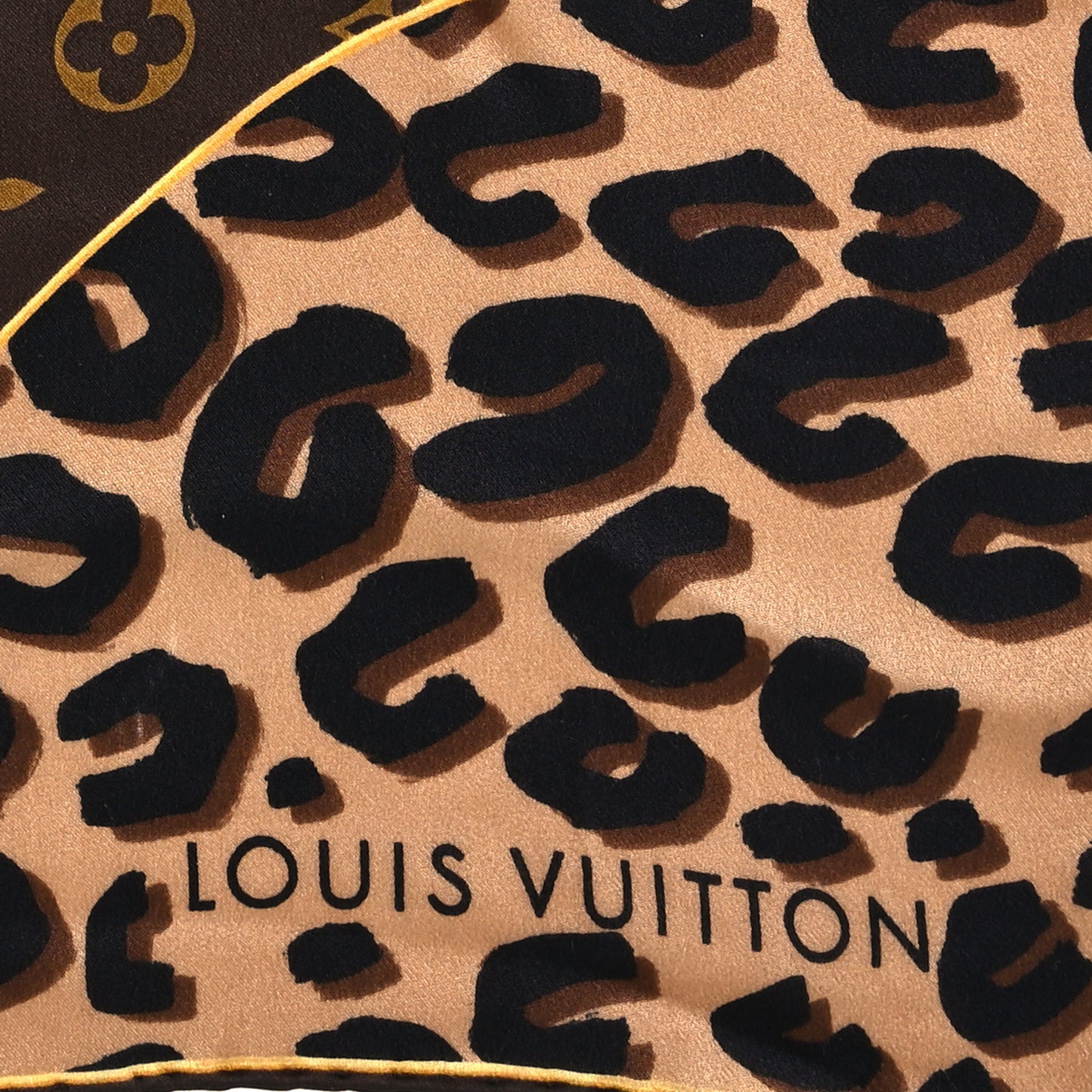 Silk Leopard Monogram Square Scarf