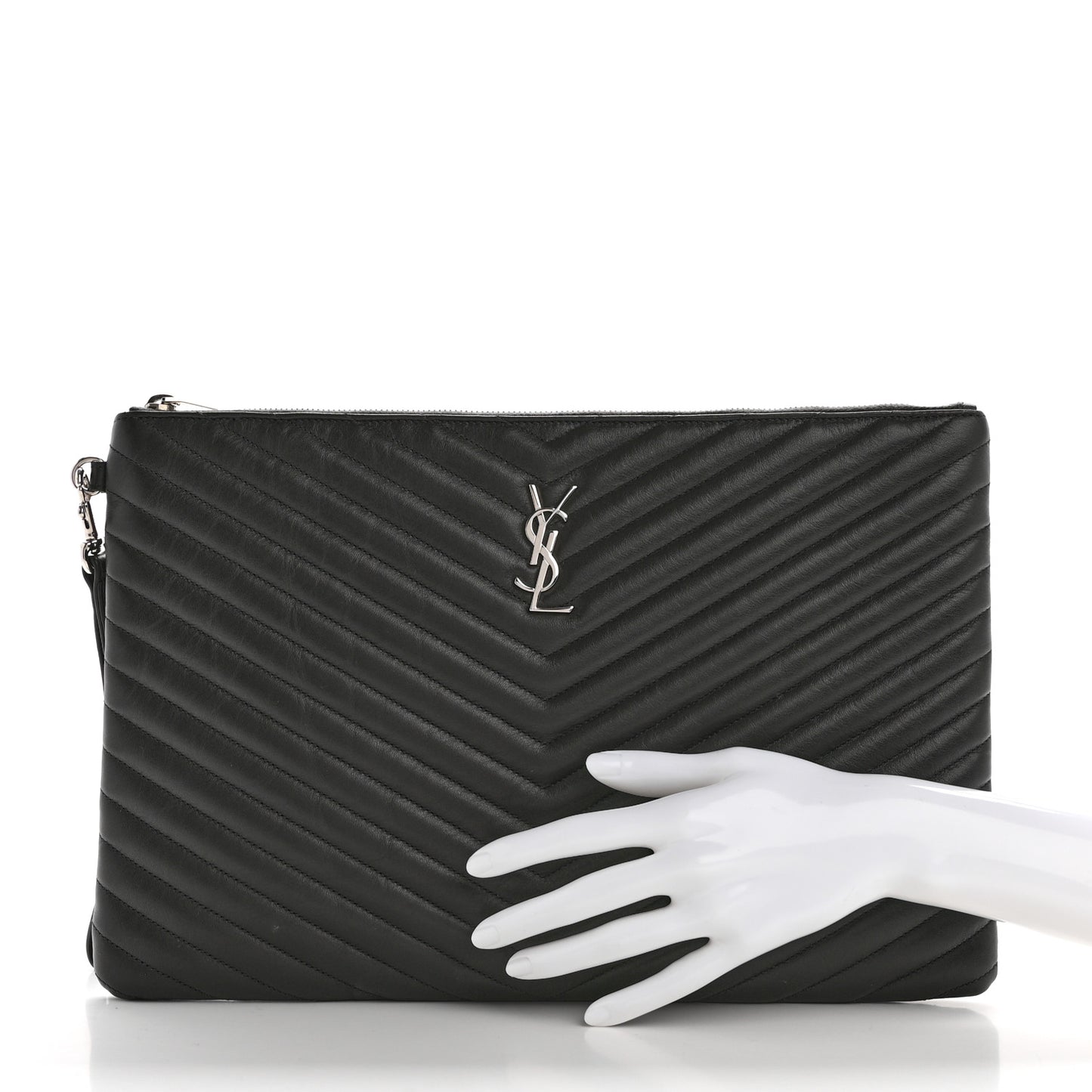 Calfskin Matelasse Chevron Cassandre Monogram Document Holder Earth