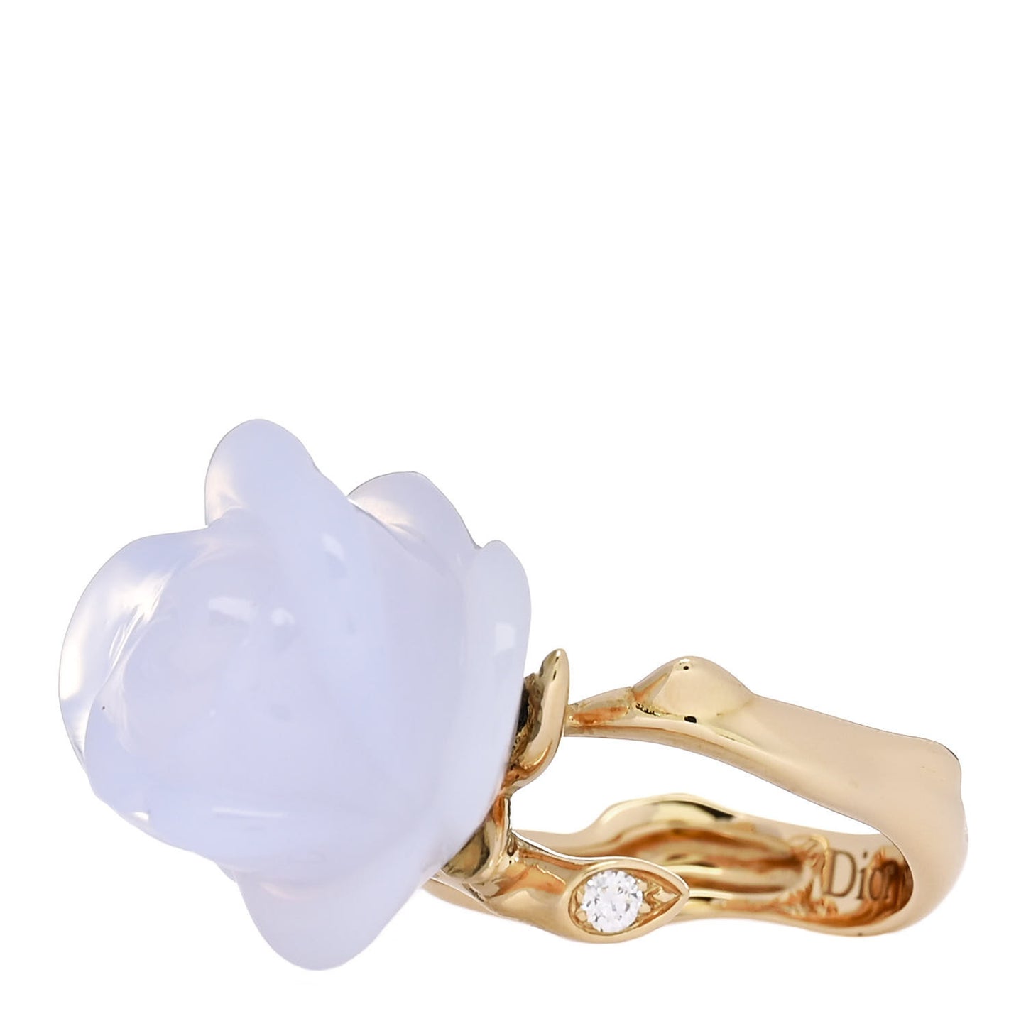 18K Yellow Gold Diamond Chalcedony Rose Dior Pre Catelan Ring 49 4.75