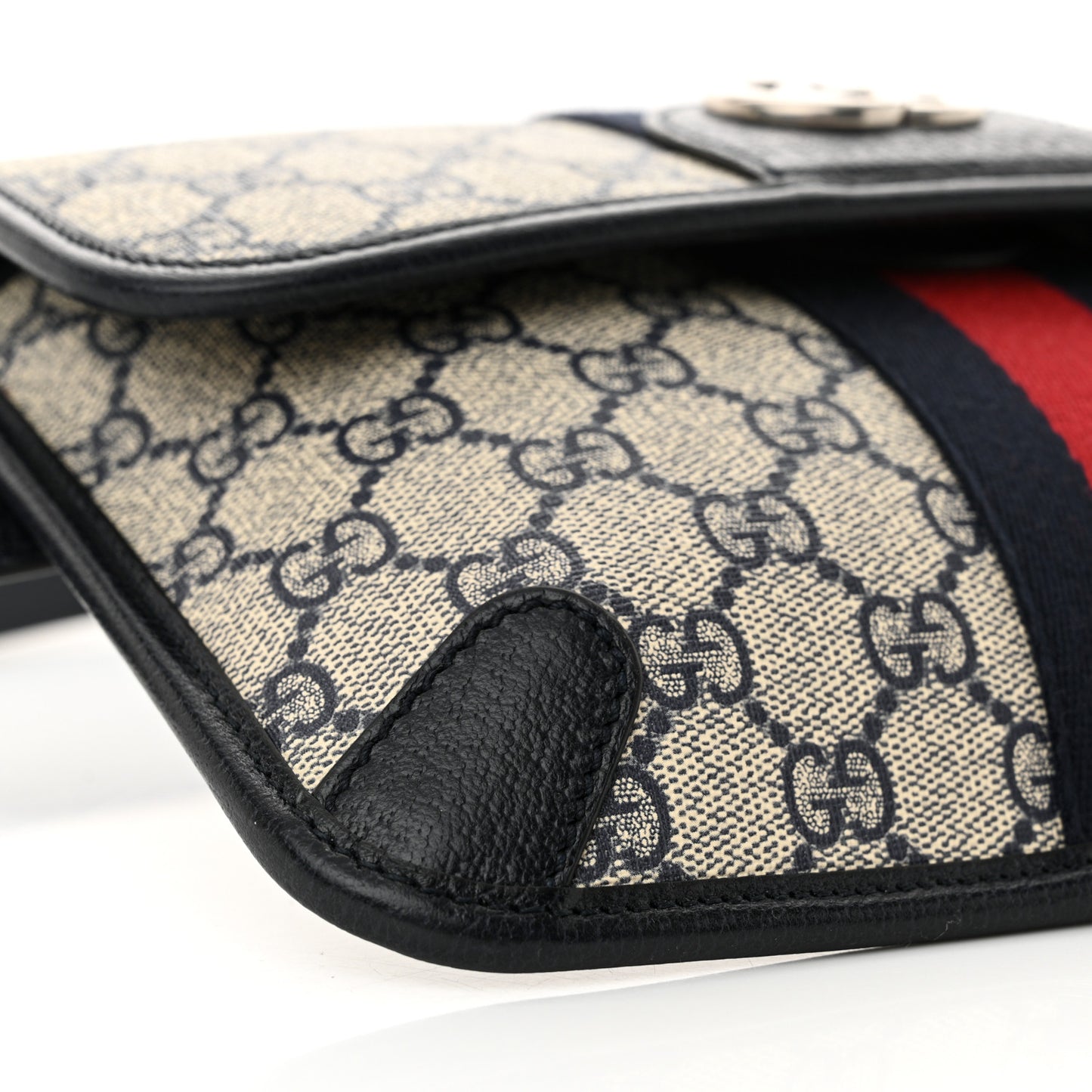 GG Supreme Monogram Web Small Ophidia Belt Bag 100 40 Beige Navy
