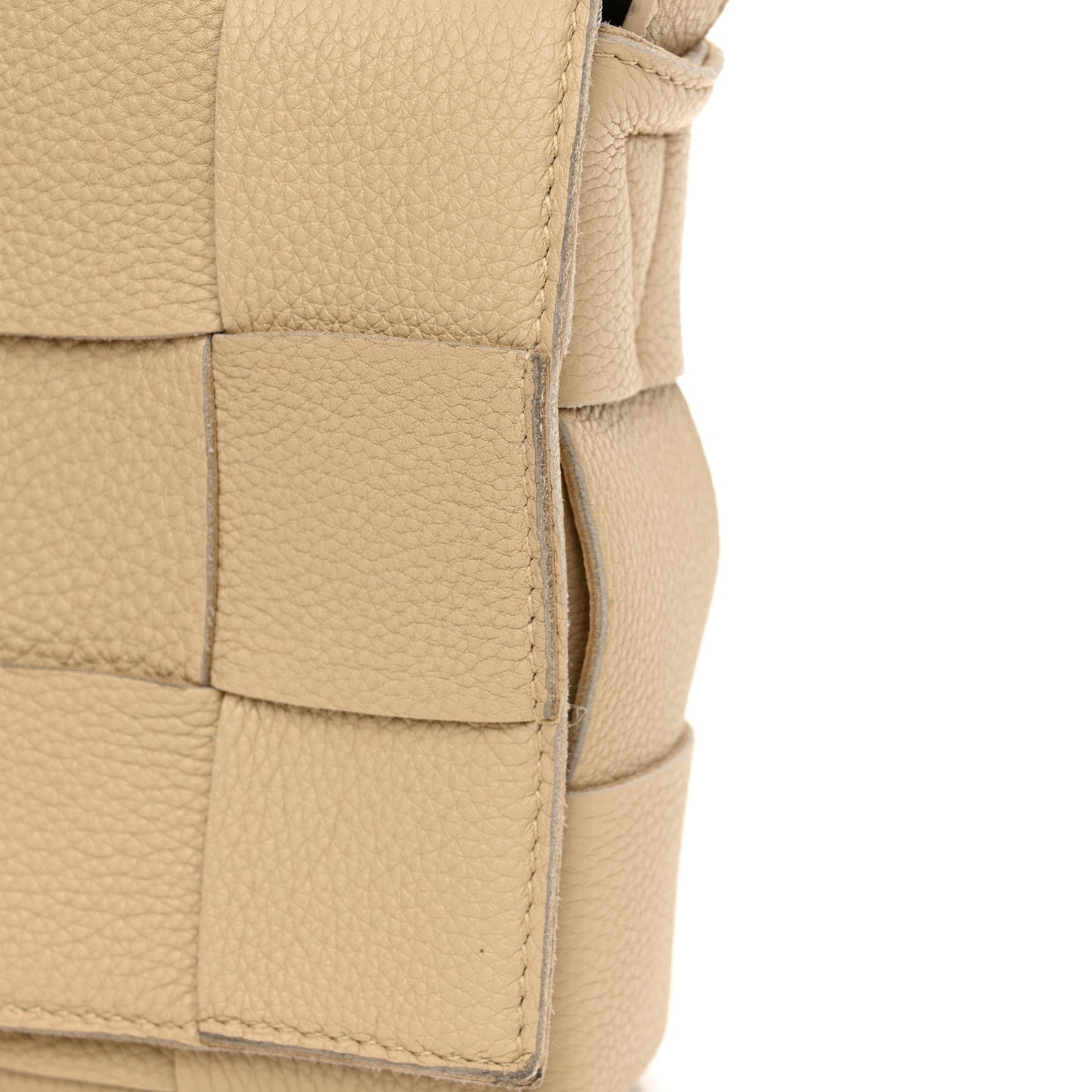 Grained Calfskin Maxi Intrecciato Cassette Crossbody Bag Porridge