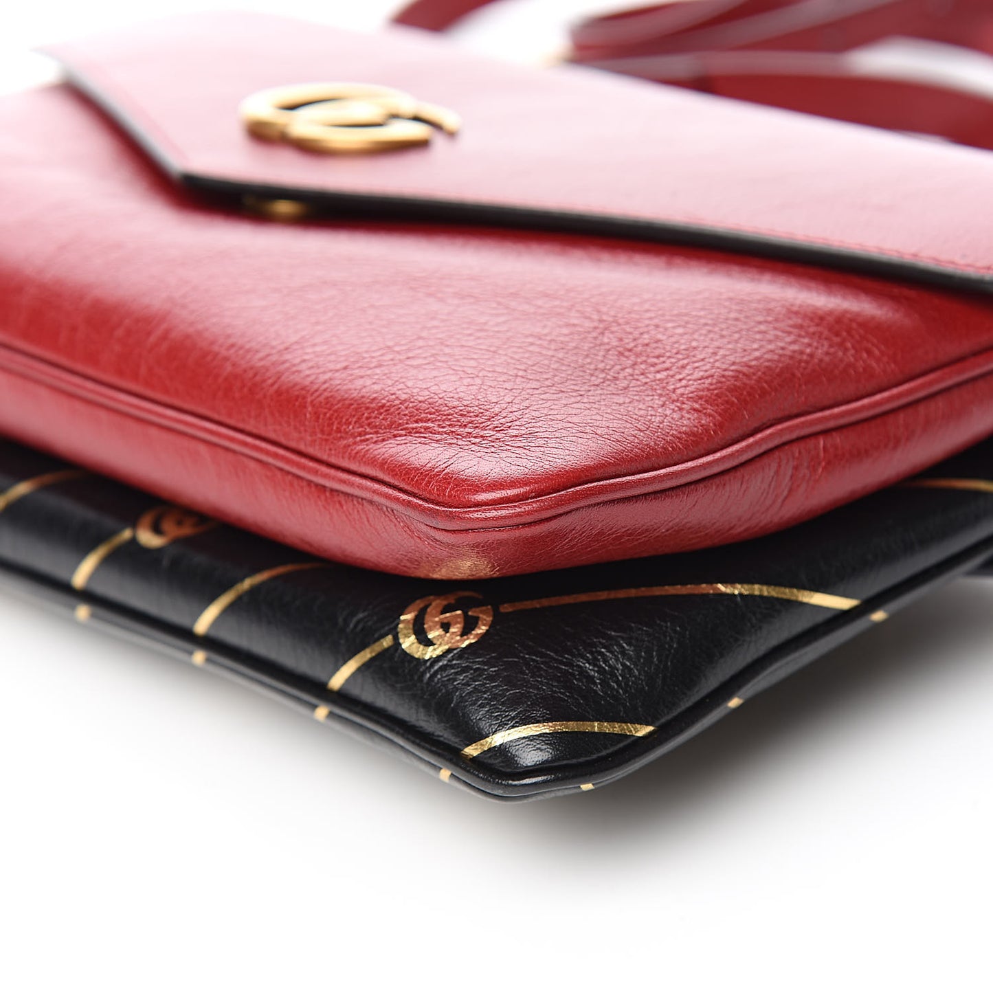 Calfskin Diagonal GG Medium Thiara Double Envelope Shoulder Bag Black Red