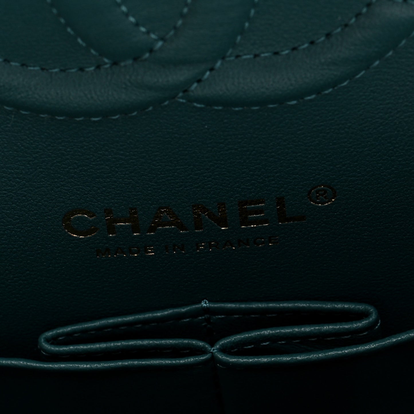 Shaded Patent Calfskin Quilted Medium Double Flap Green Blue