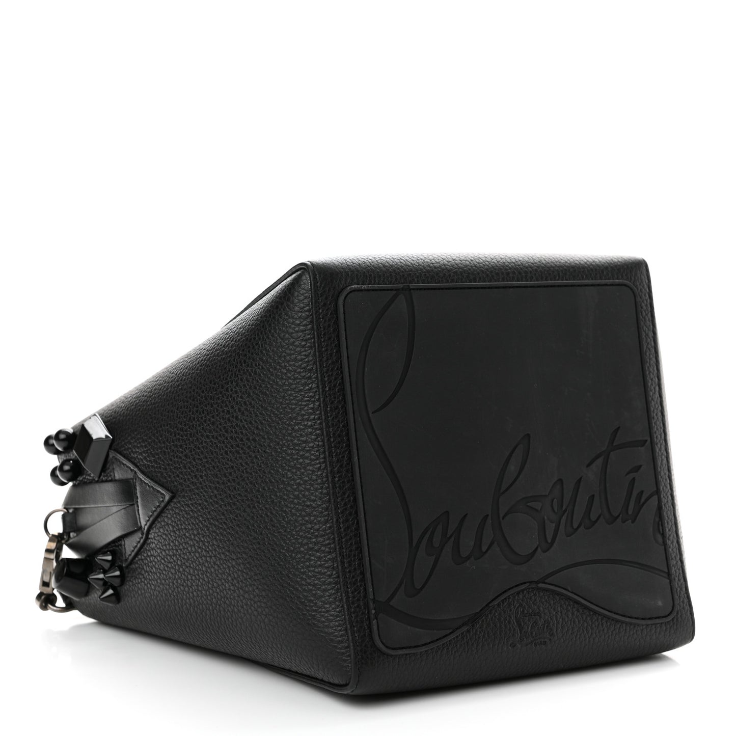 Calfskin Empire Spike Studded Mini Cabachic Bucket Bag Black