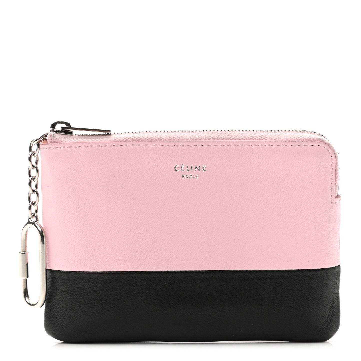Lambskin Bi-Color Coin and Card Pouch Pale Pink Espresso