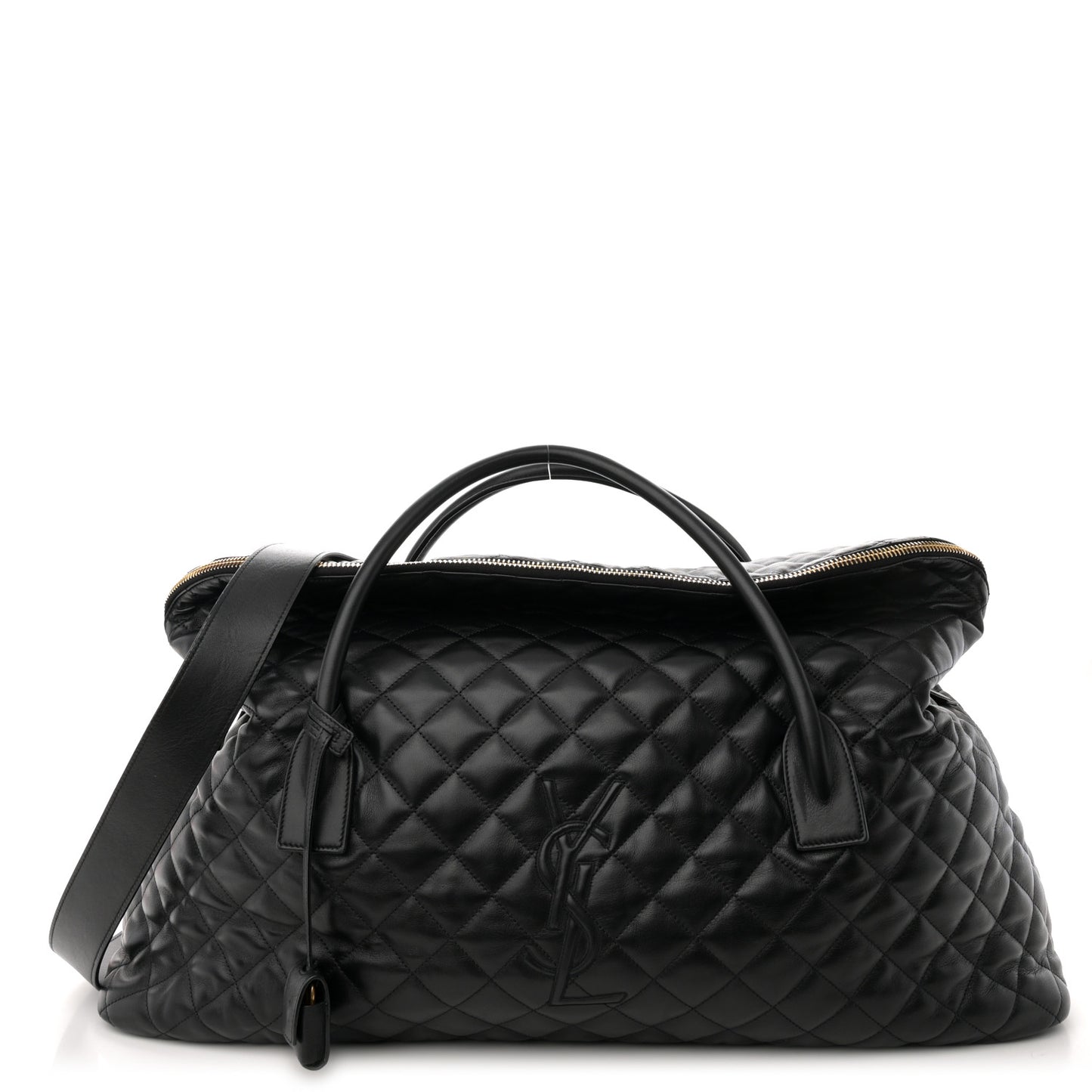 Calfskin Quilted ES Giant Travel Bag Black
