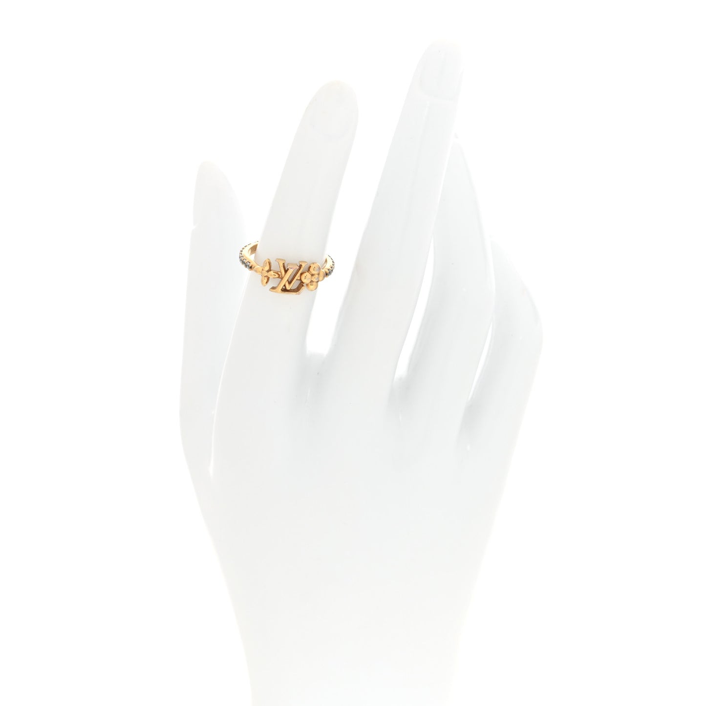 Metal Crystal LV Iconic Flower Ring 49 5 Gold