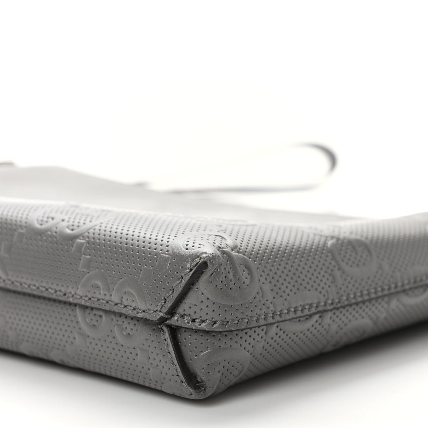 Calfskin GG Tennis Embossed Medium Wristlet Messenger Bag Gray