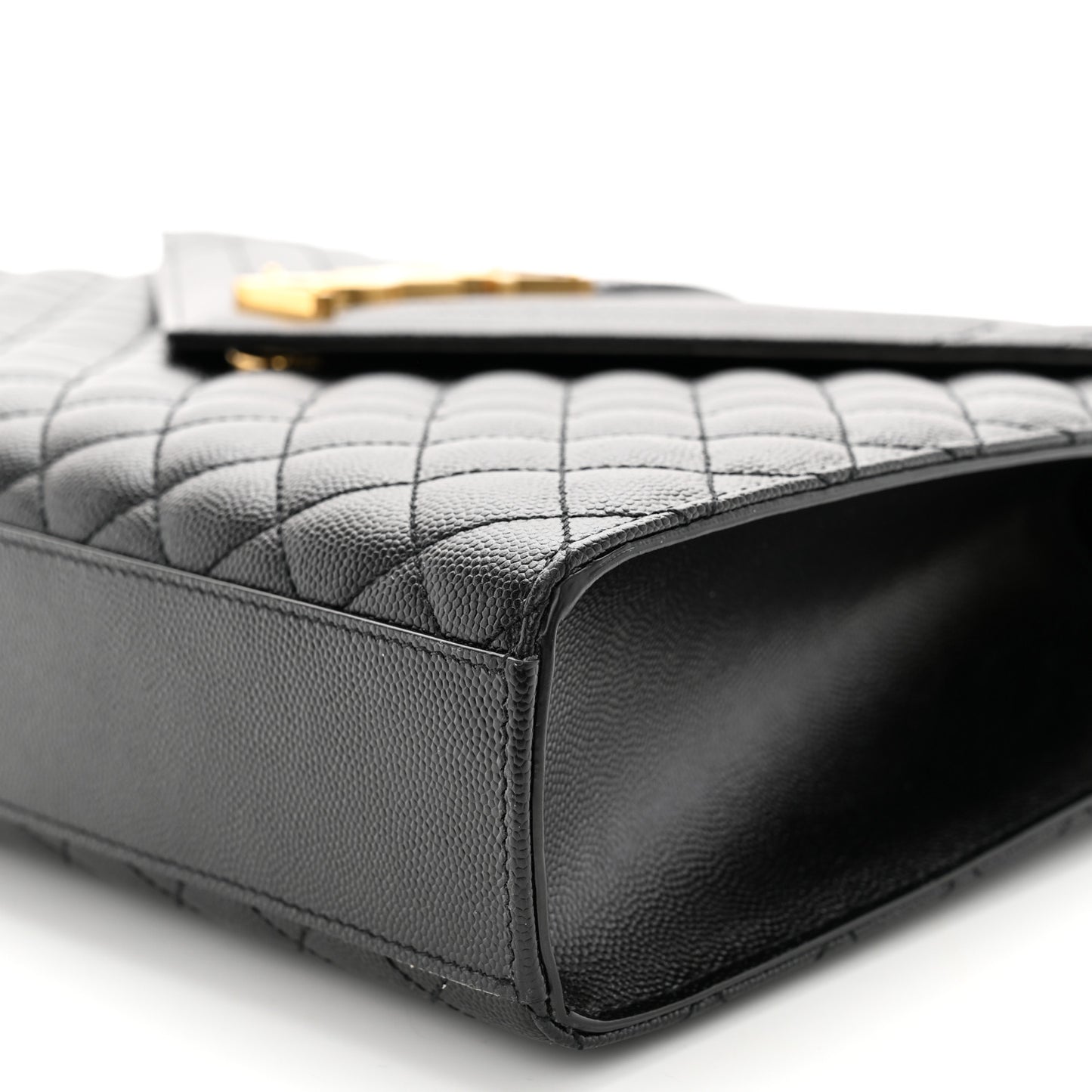 Grain De Poudre Textured Mixed Matelasse Large Triquilt Monogram Satchel Black