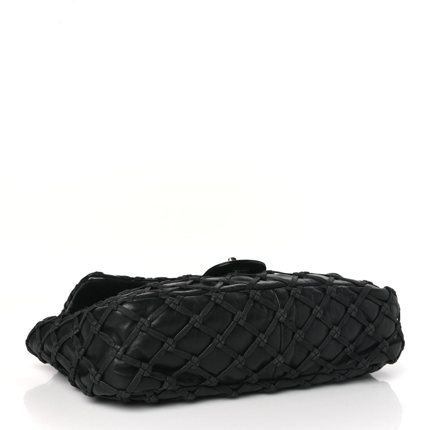 Lambskin Jumbo Canebiers Net Flap Black