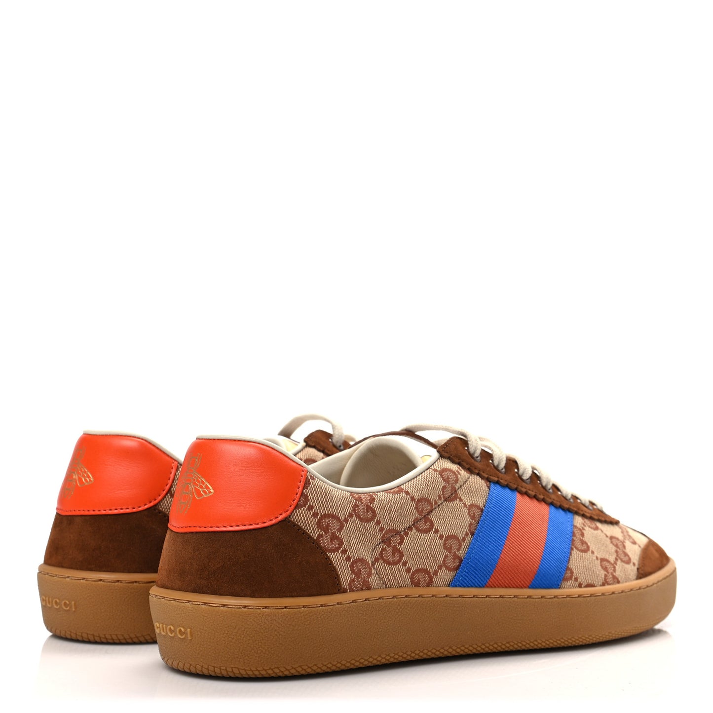 GG Monogram Suede Web Mens G74 Sneakers 10 Beige Ruggine Cuir