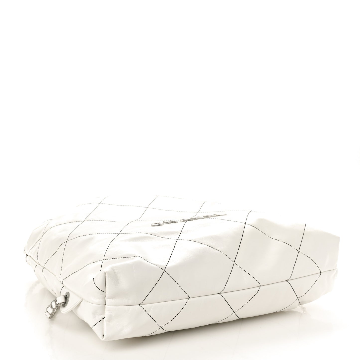 Shiny Calfskin Quilted Chanel 22 Backpack White Black