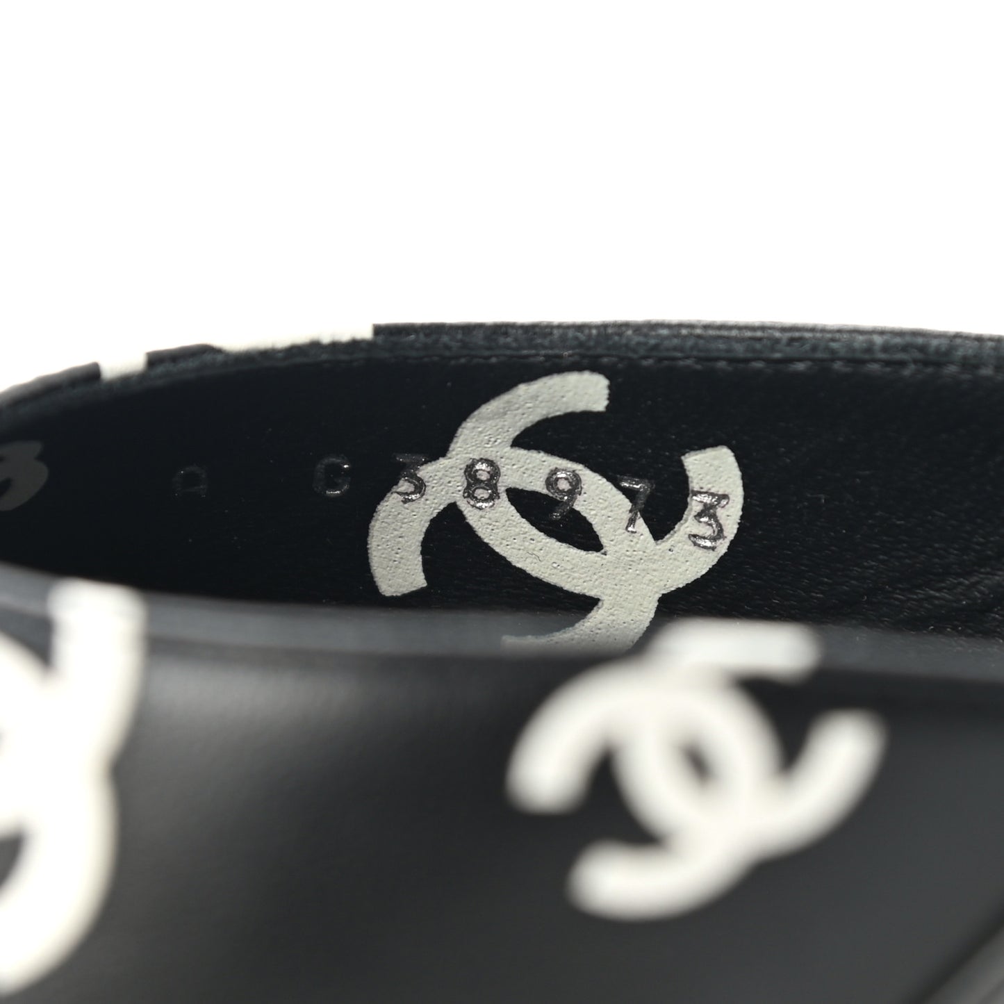Printed Lambskin CC Sandals 39 Black White