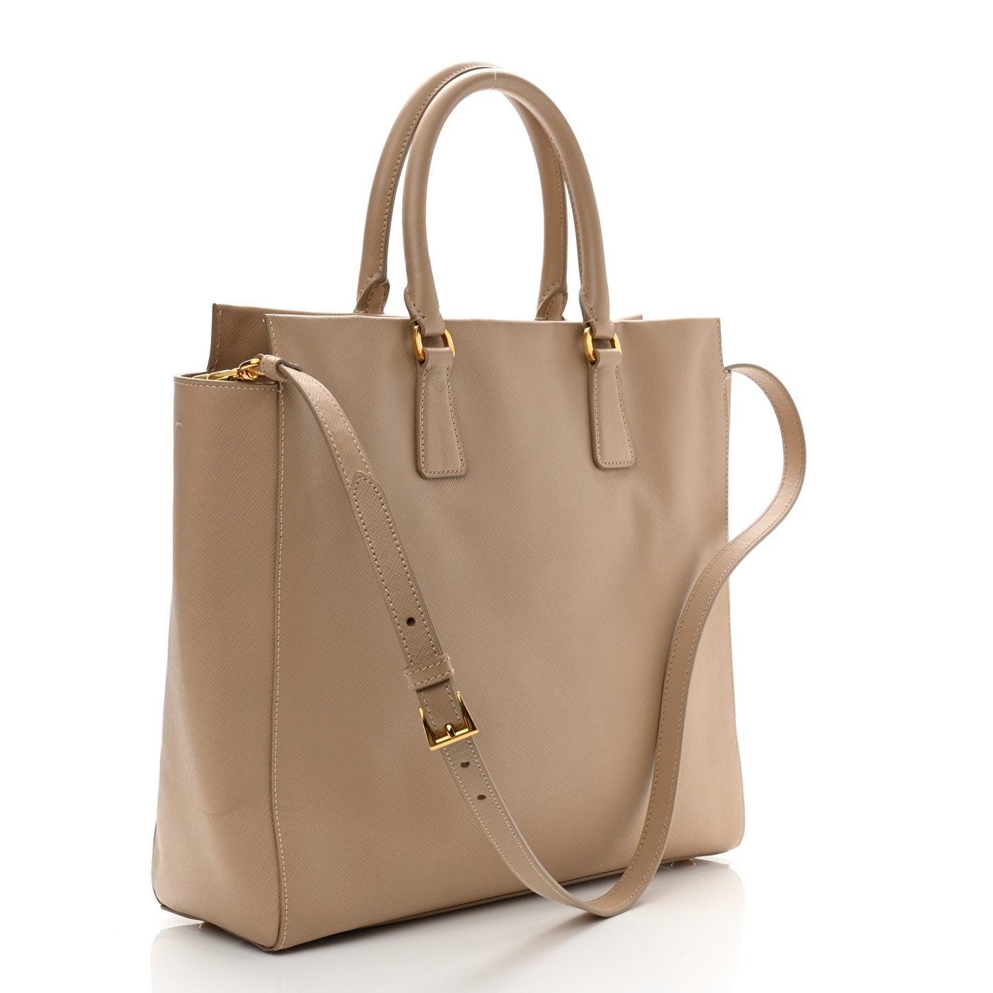 Saffiano Lux Double Handle Shopping Tote Sabbia