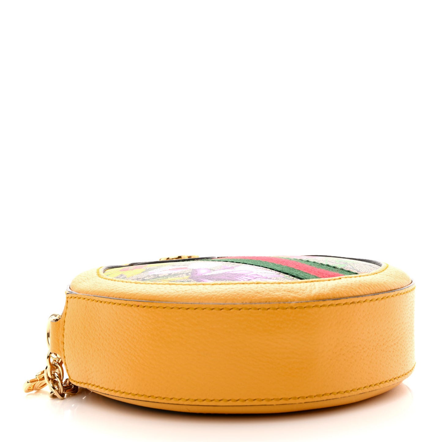GG Supreme Monogram Flora Web Mini Ophidia Round Shoulder Bag Beige Multicolor Crop