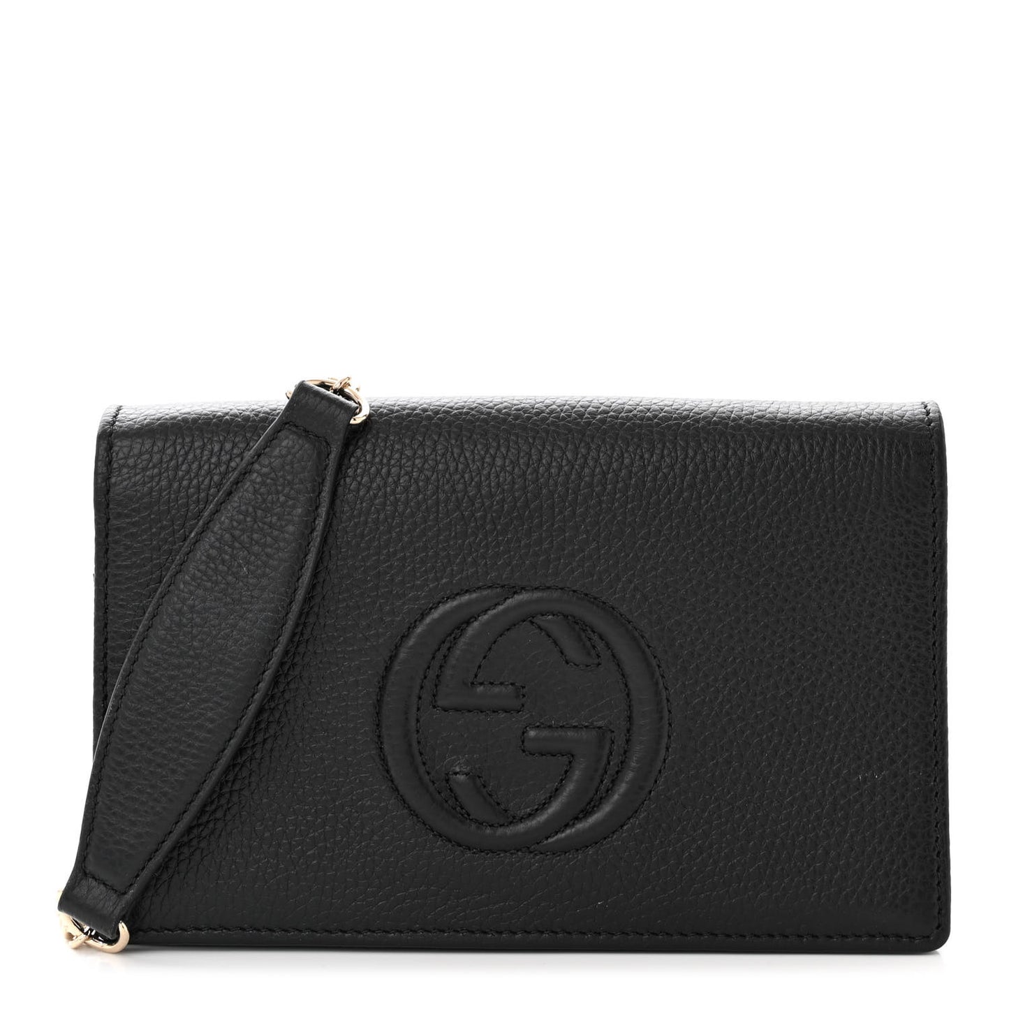 Pebbled Calfskin Soho Wallet On Chain Black
