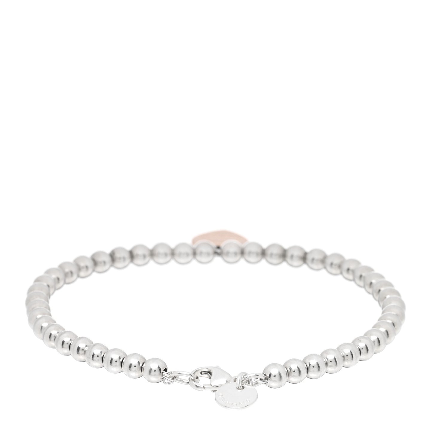 Sterling Silver Rubedo 4mm Return To Tiffany Heart Tag Bead Bracelet