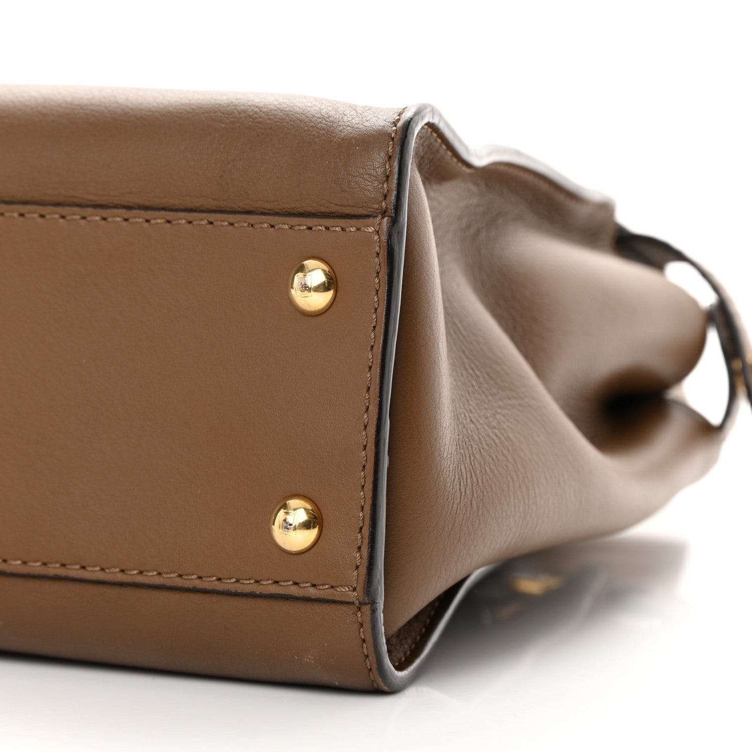 Fendi Vitello Seta Fabric Jacquard Pequin Medium Peekaboo Iconic Satchel Foresta Tobacco 11 of 15