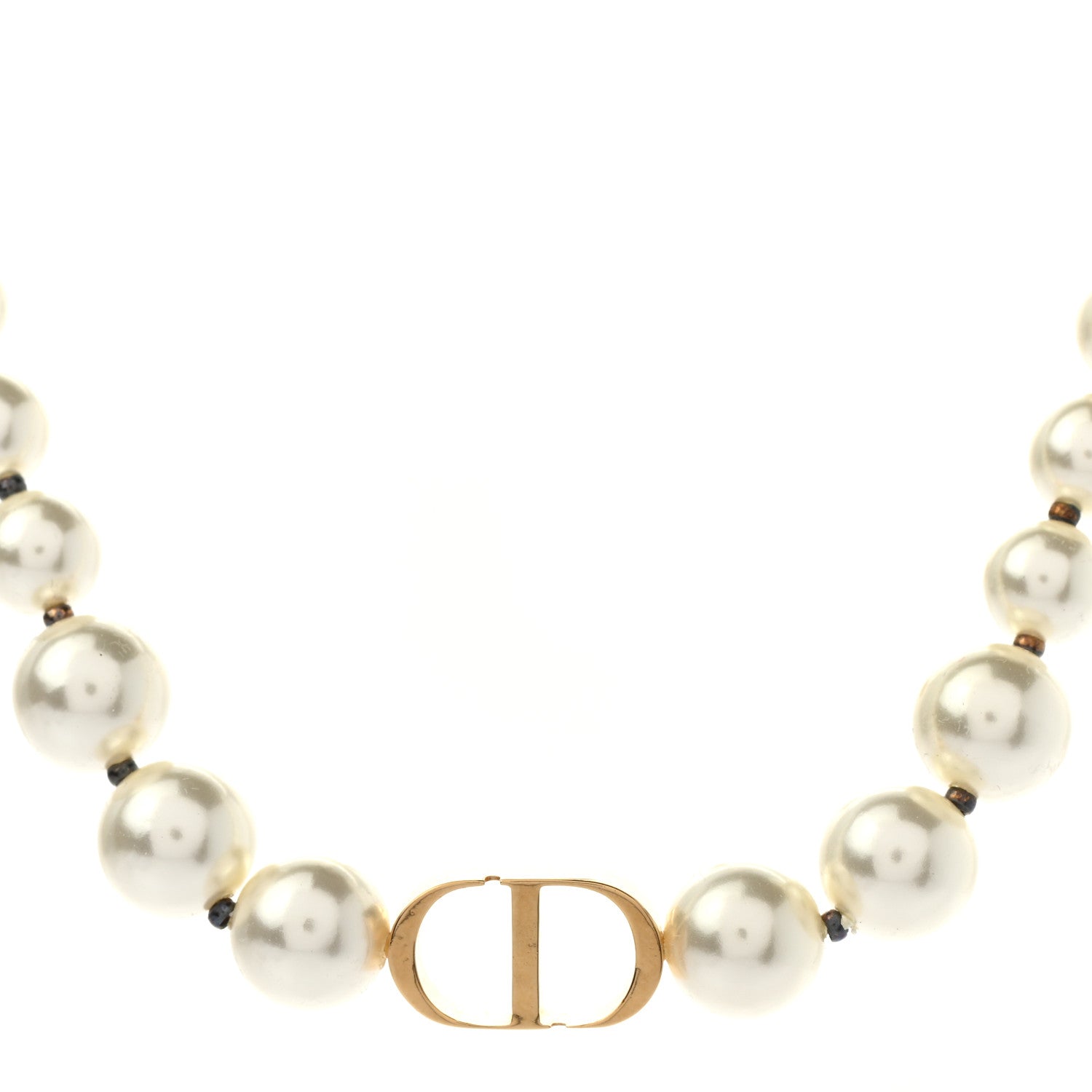 Christian Dior Pearl 30 Montaigne Choker Necklace Gold 901333