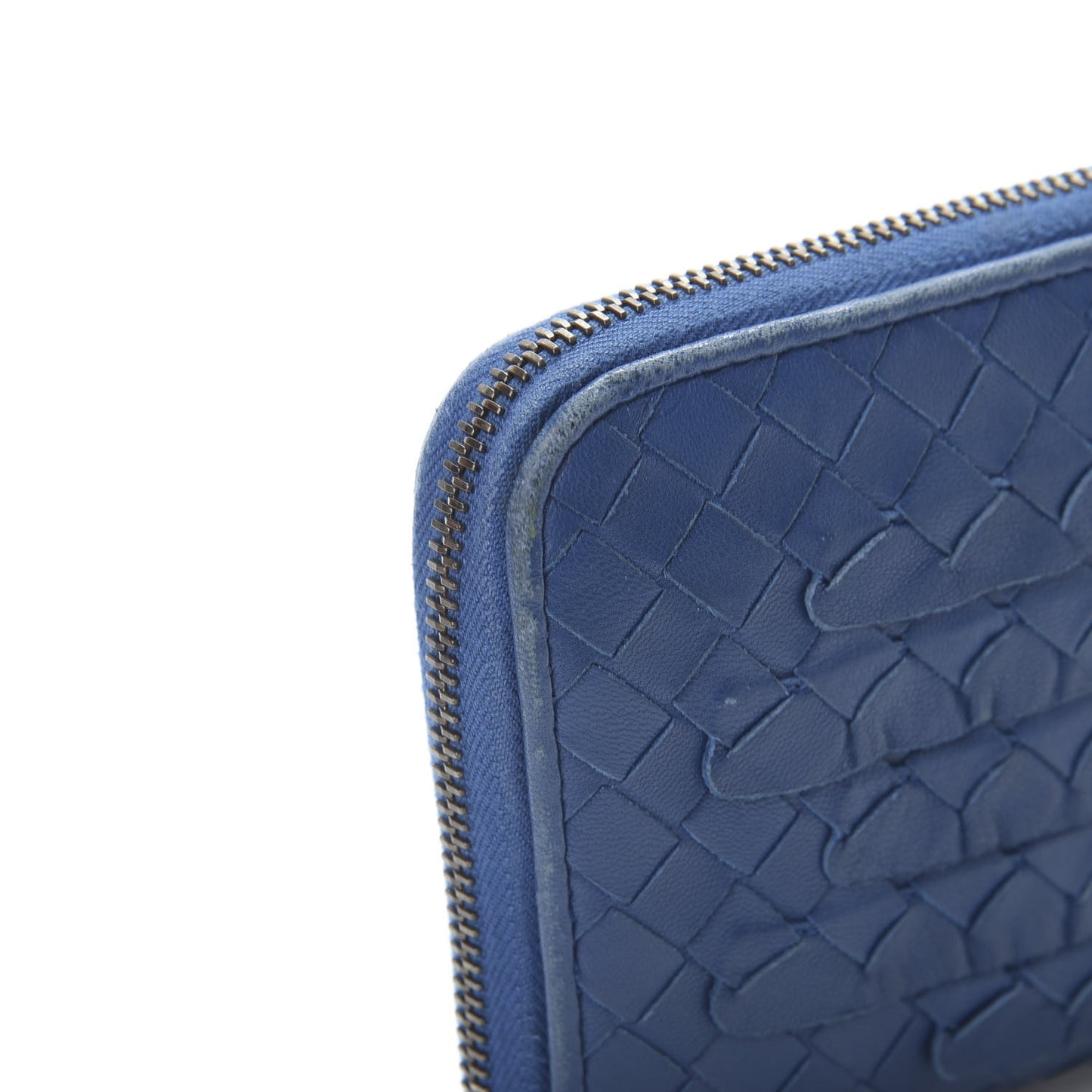 Nappa Intrecciato Zip Around Wallet Blue