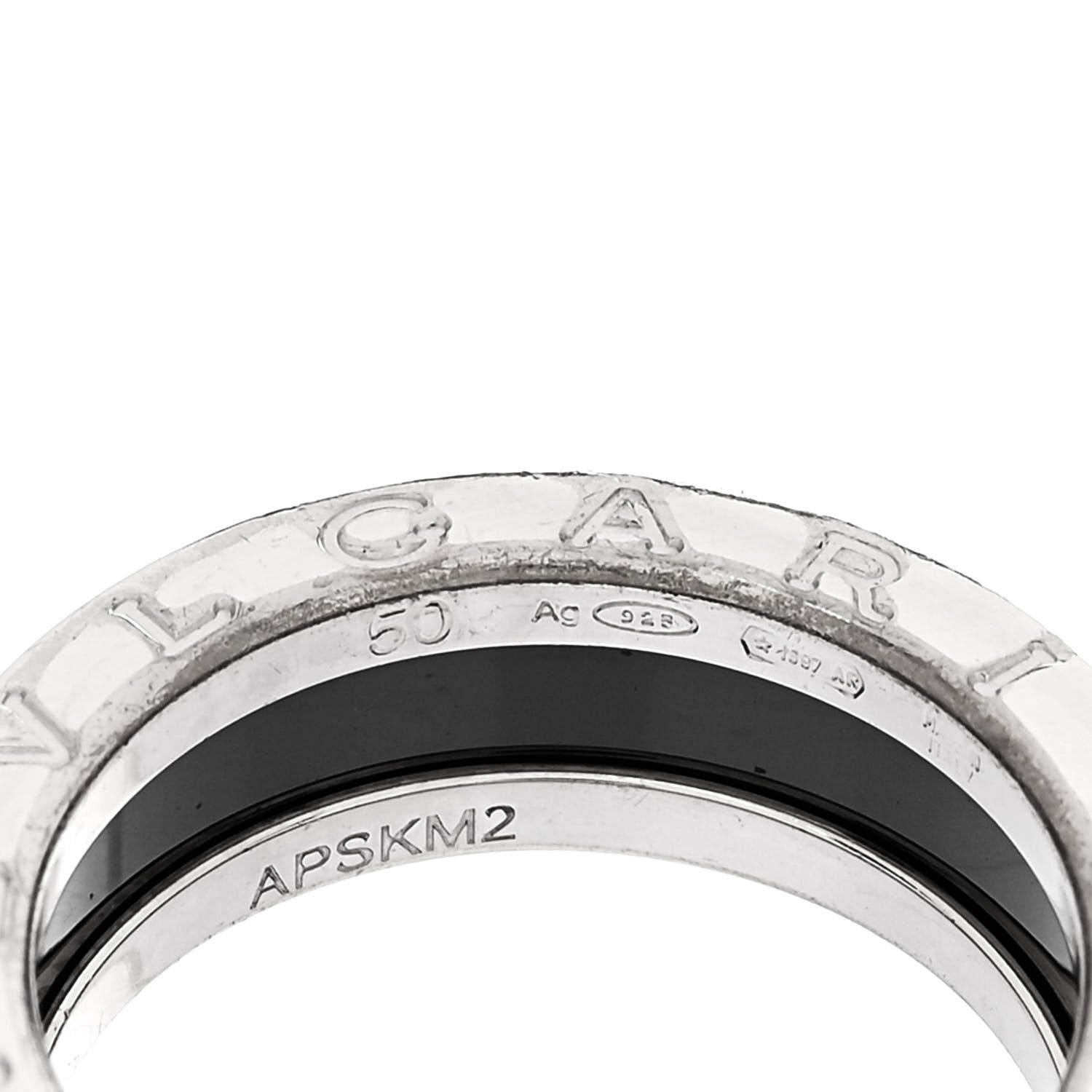 Bulgari Sterling Silver Ceramic Save The Children One-Band Ring 50 5.5 5 of 6