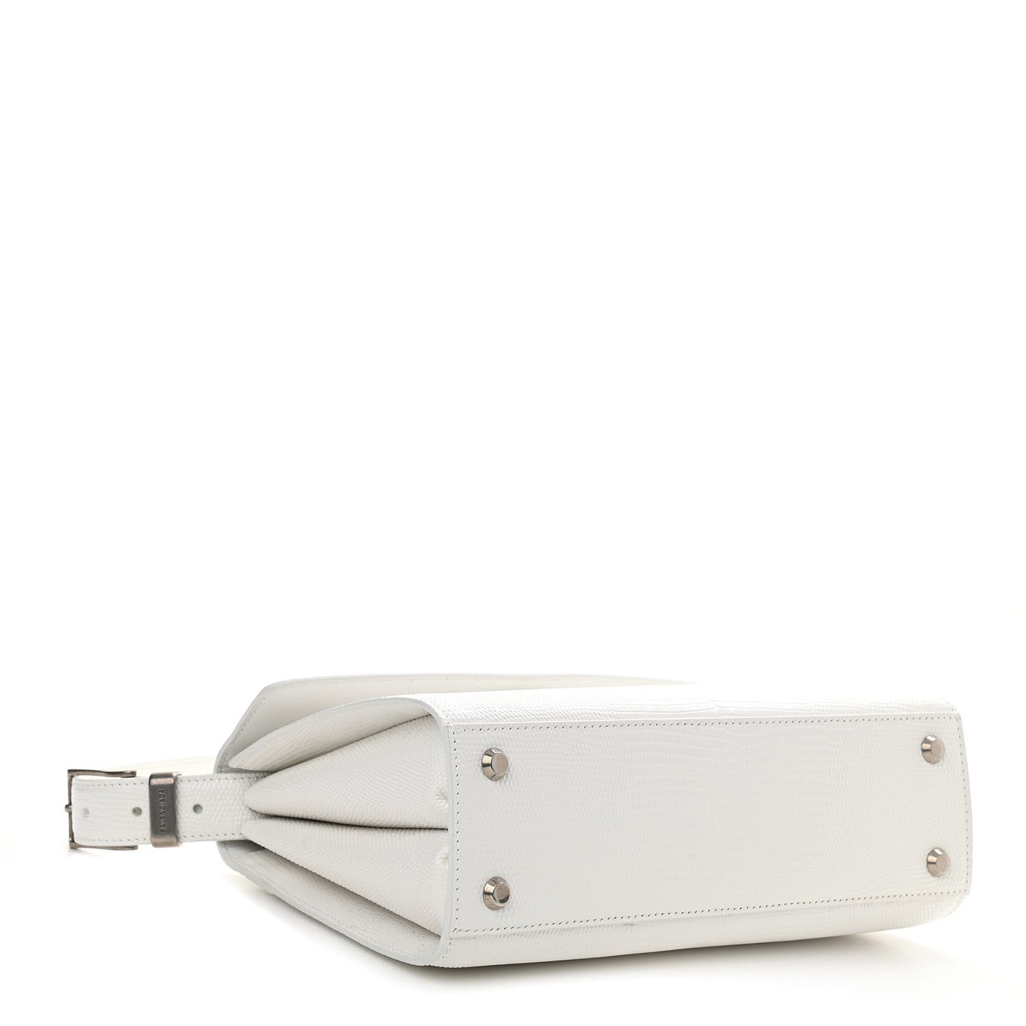 Patent Calfskin Lizard Embossed Medium Ghost Shoulder Bag Optic White