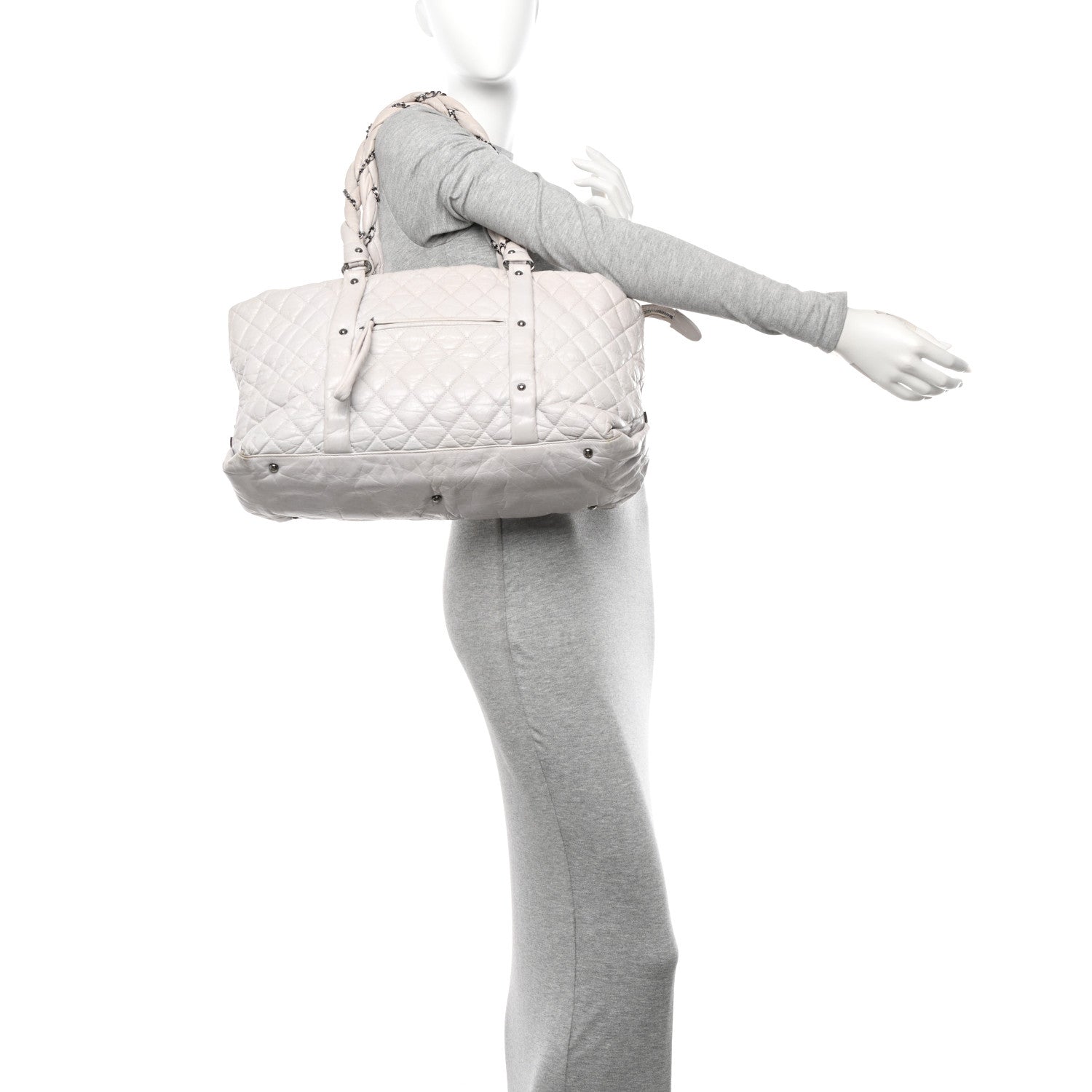 Chanel Distressed Lambskin Vintage Ligne Lady Braid XL Tote Beige 2 of 17