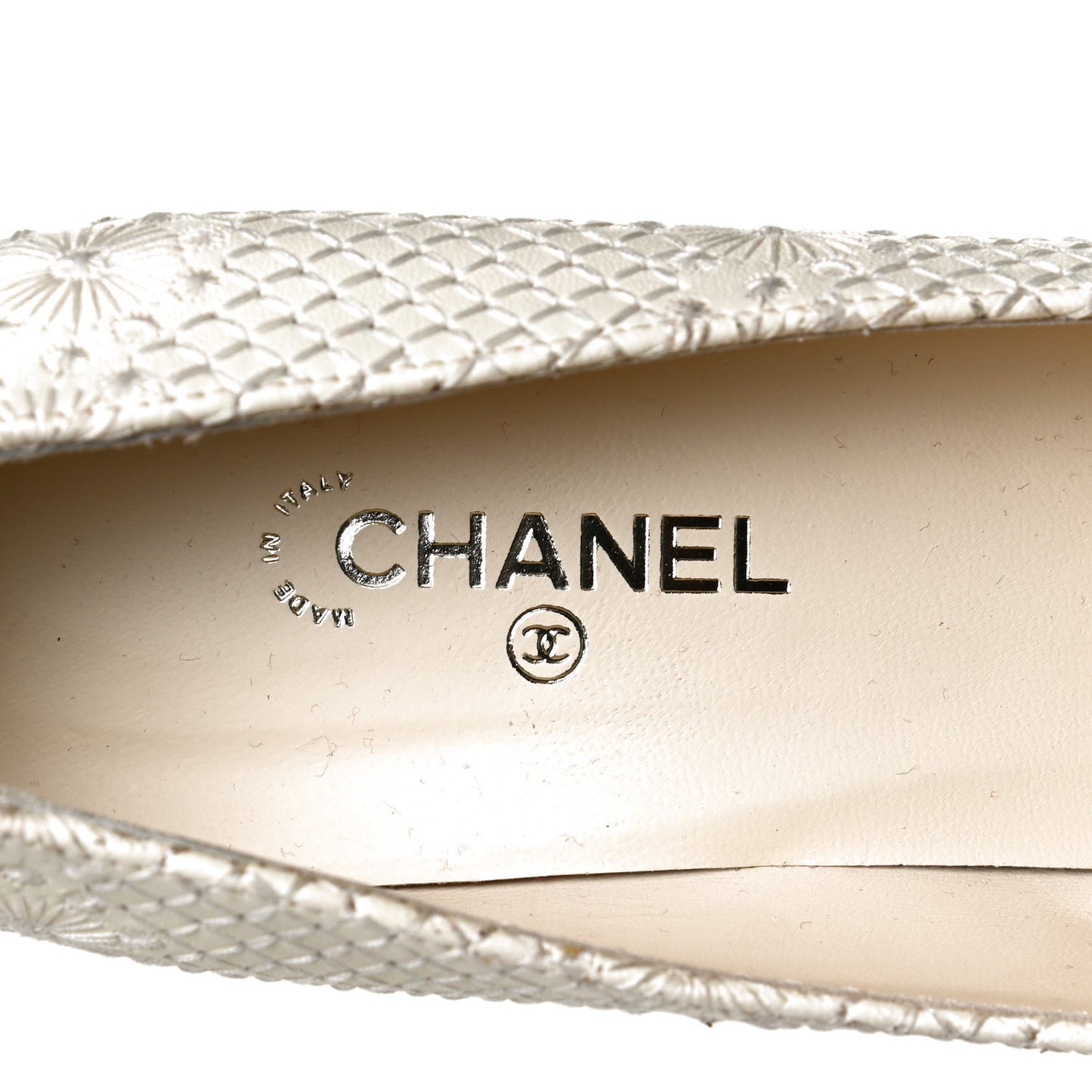 Lambskin Stitched Flower Cap Toe CC Pumps 39.5 White
