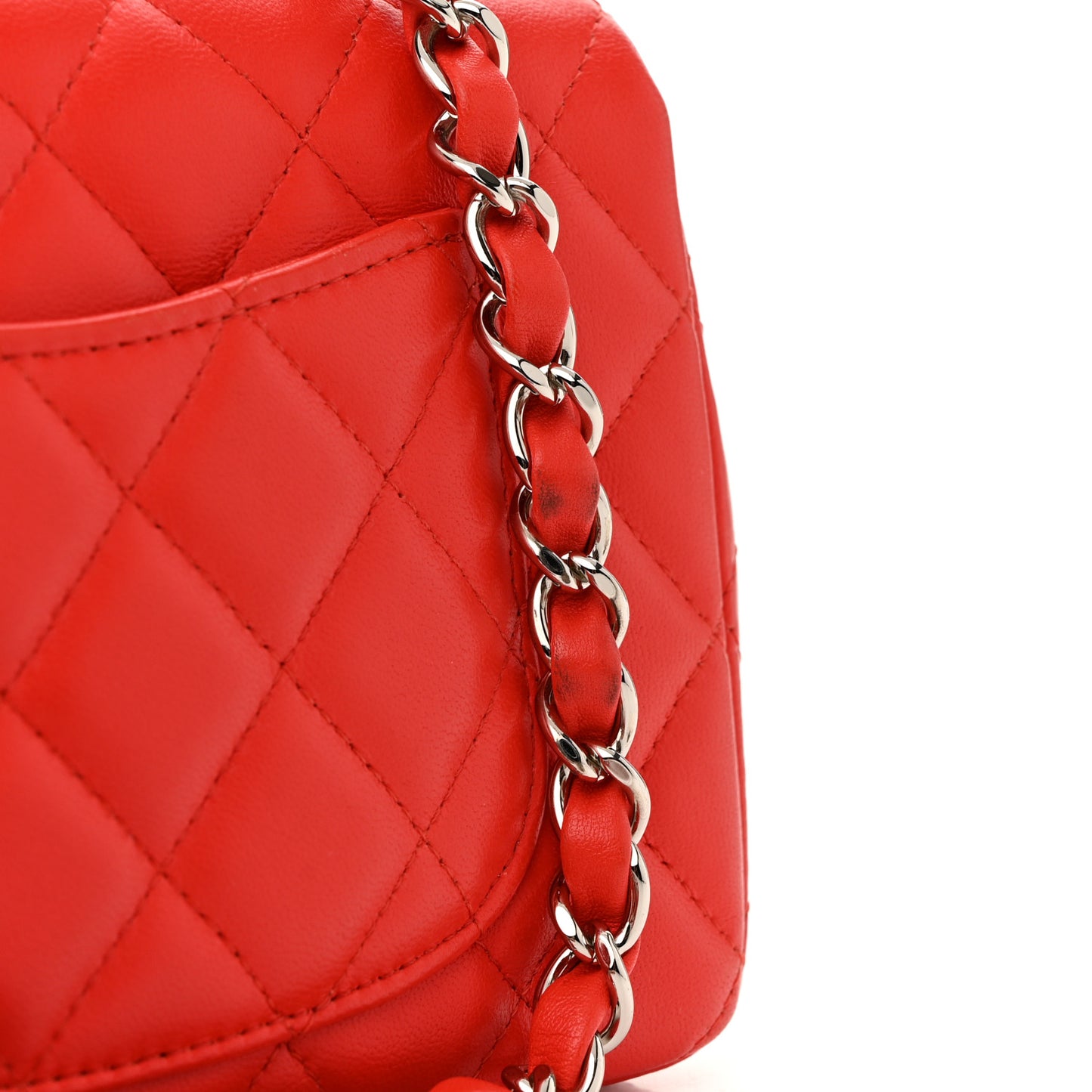 Lambskin Quilted Mini Rectangular Flap Red