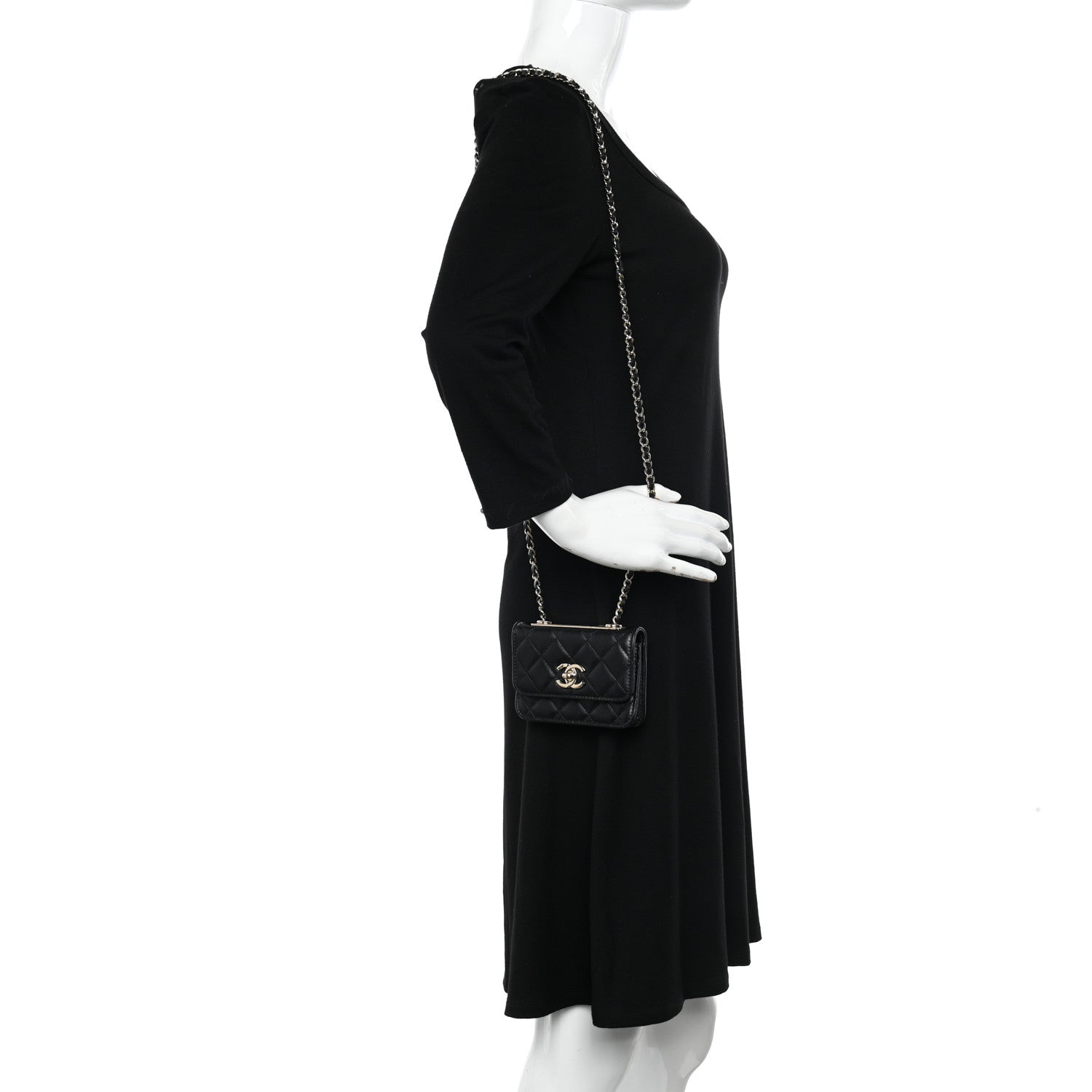 Chanel Lambskin Quilted Trendy CC Card Holder On Chain Black 2 of 11
