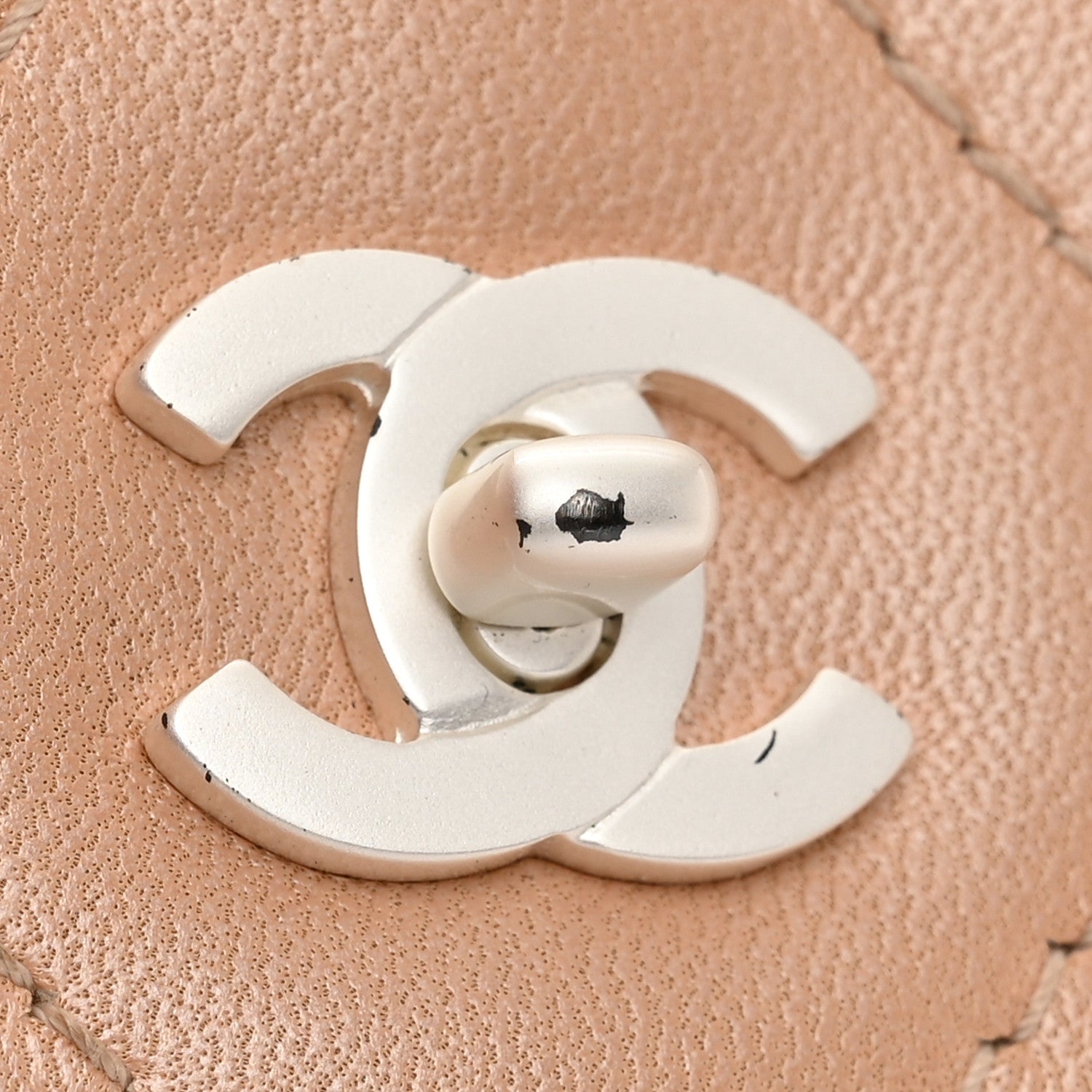 Chanel Iridescent Lambskin Quilted Round Handle Mini Flap Beige 11 of 12