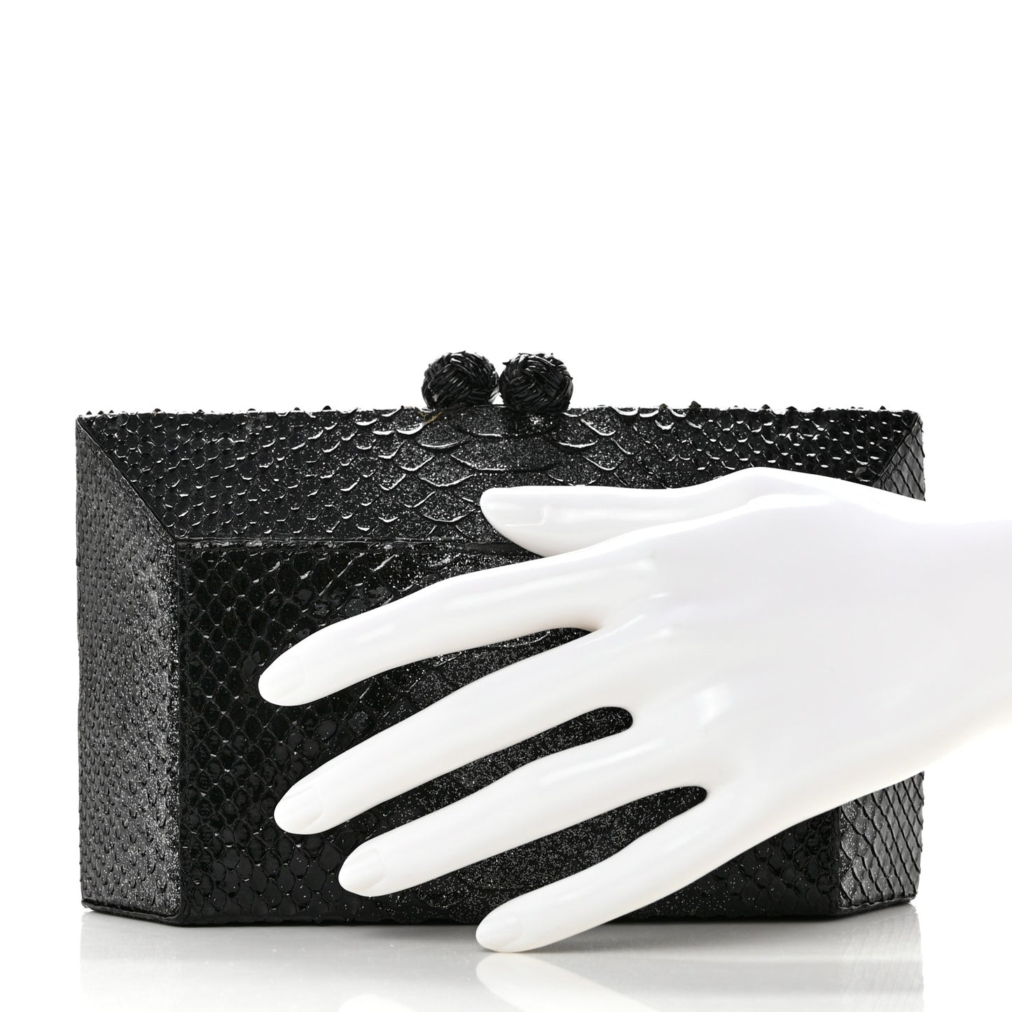 Snakeskin Box Clutch Black