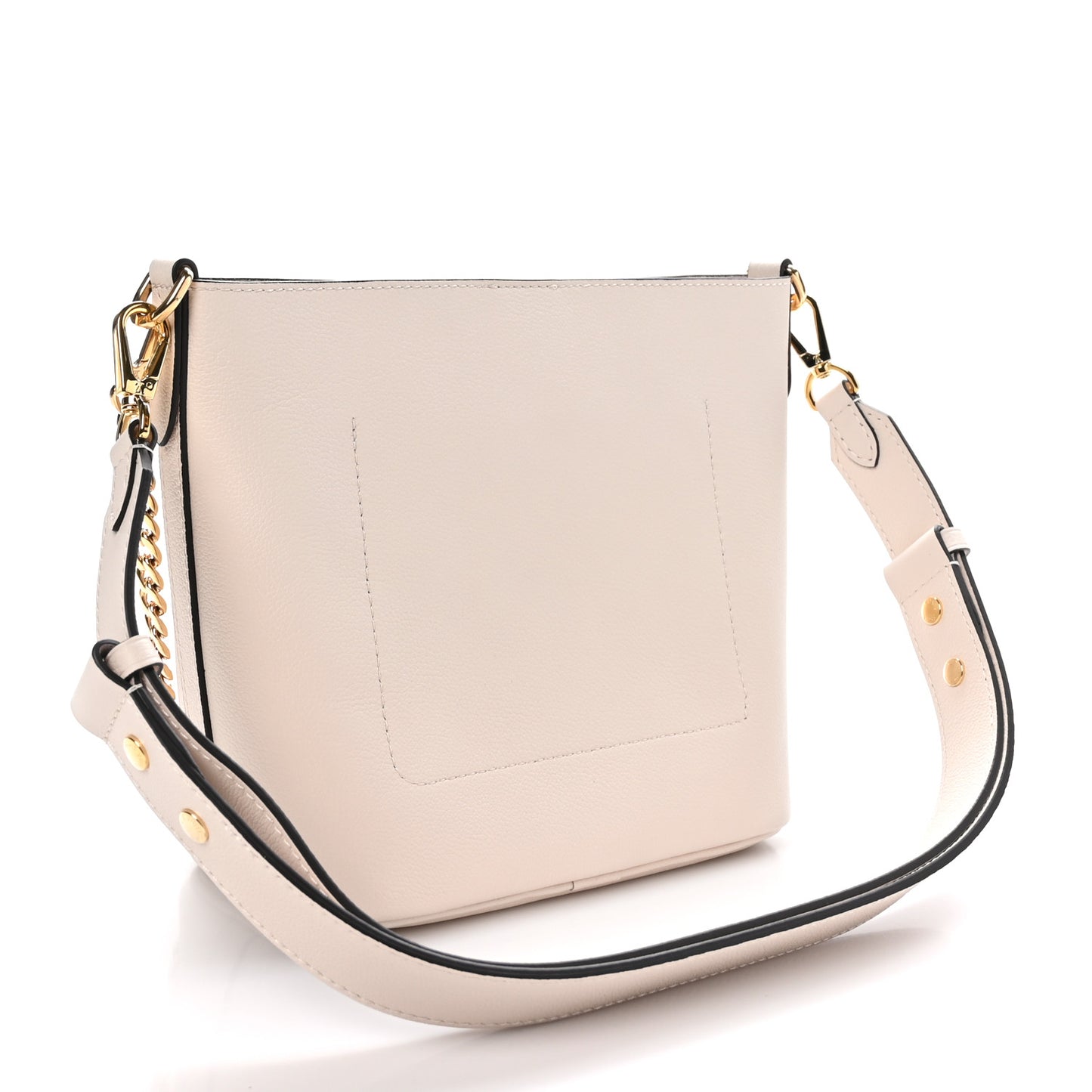 Grained Calfskin Lock and Walk Bucket Quartz
