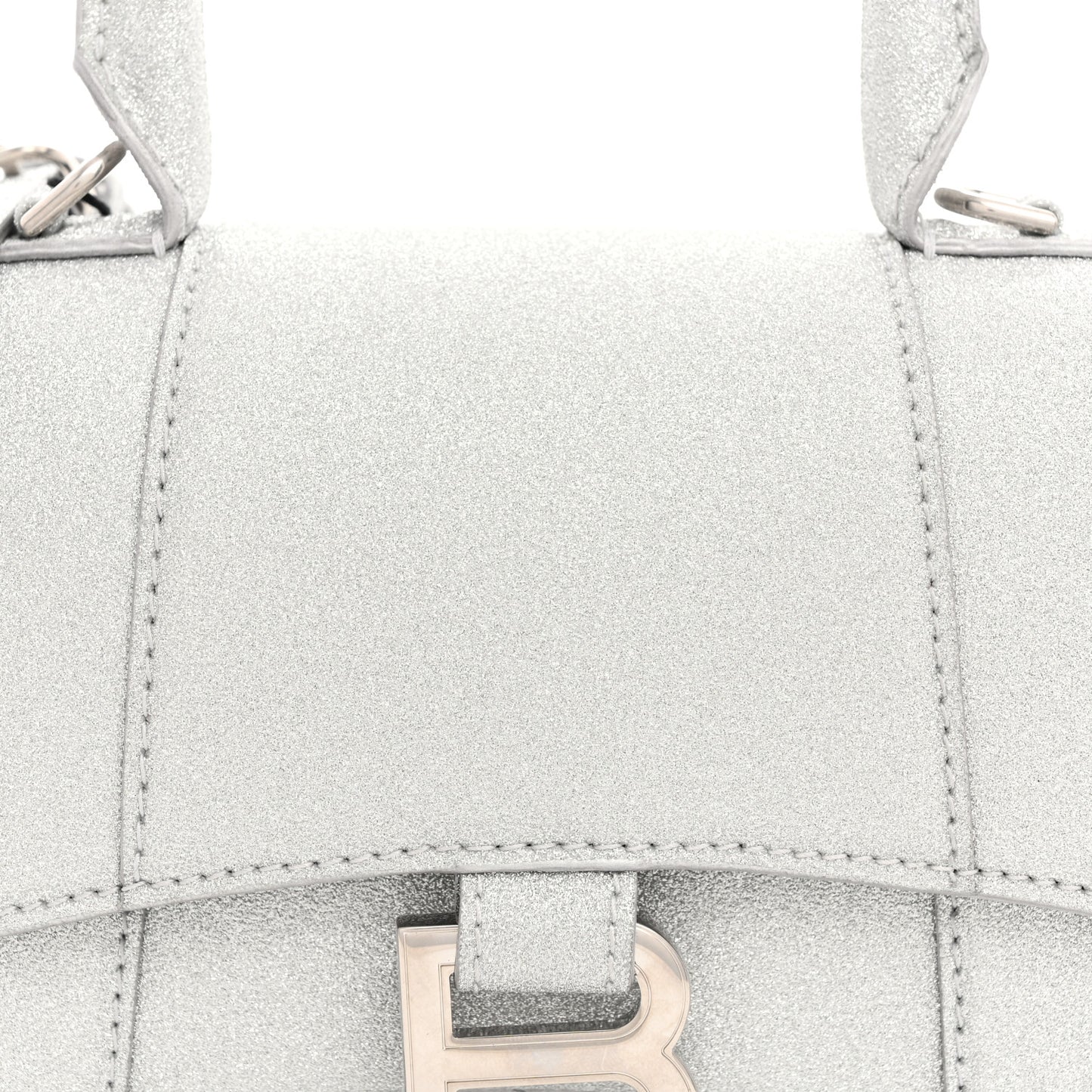 Glitter Fabric Hourglass Top Handle Bag XS Grey